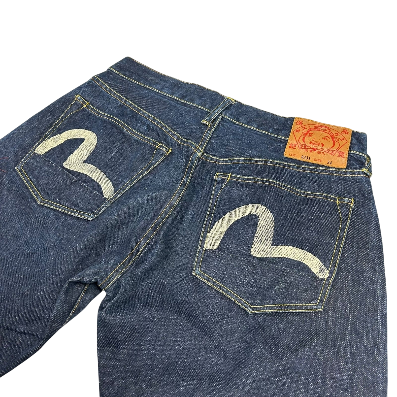 Vintage Evisu White Daicock Pocket Logo Selvedge Denim Jeans (Size 32")