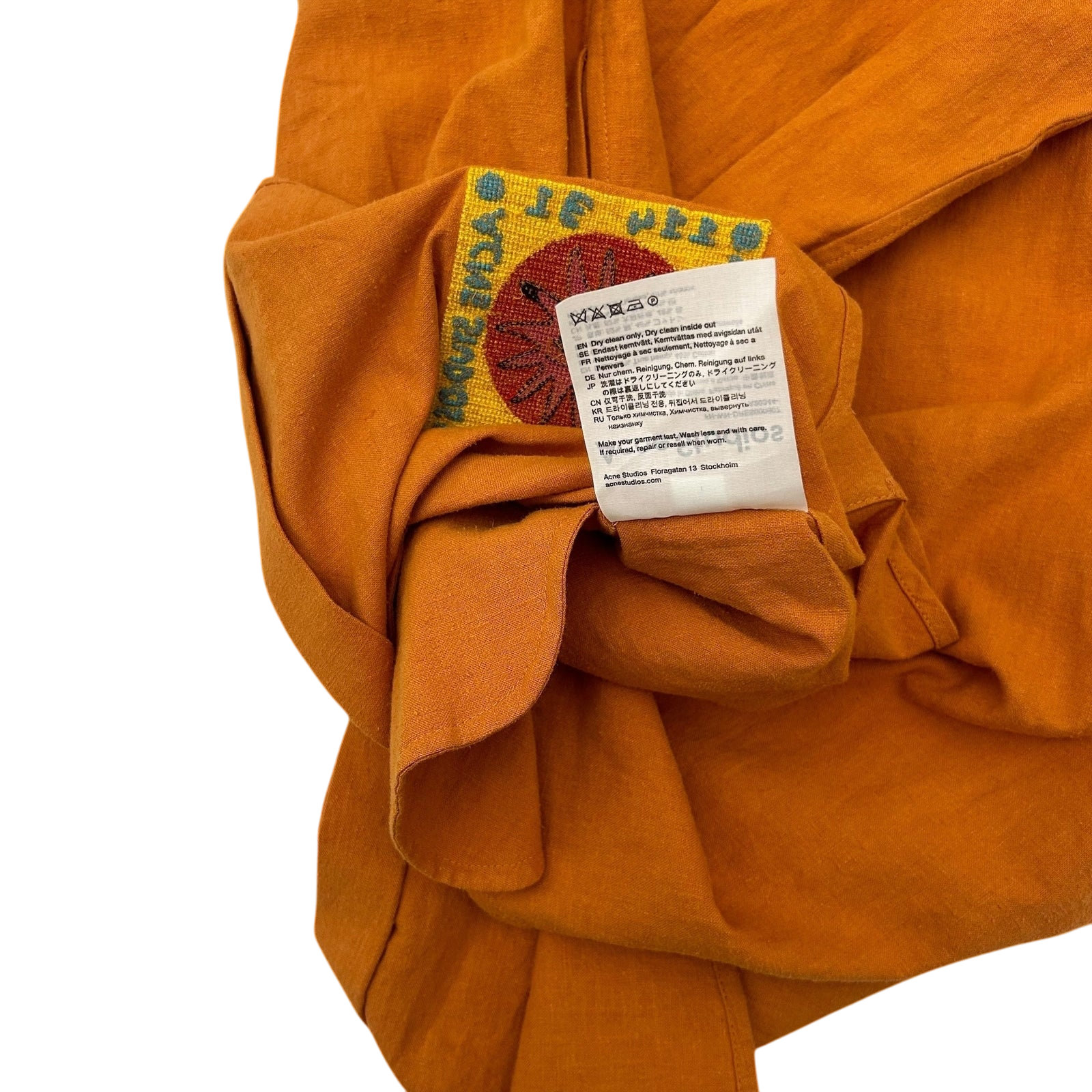 Acne Studios Embroidered Shirt Dress Orange (fits S-M womens)