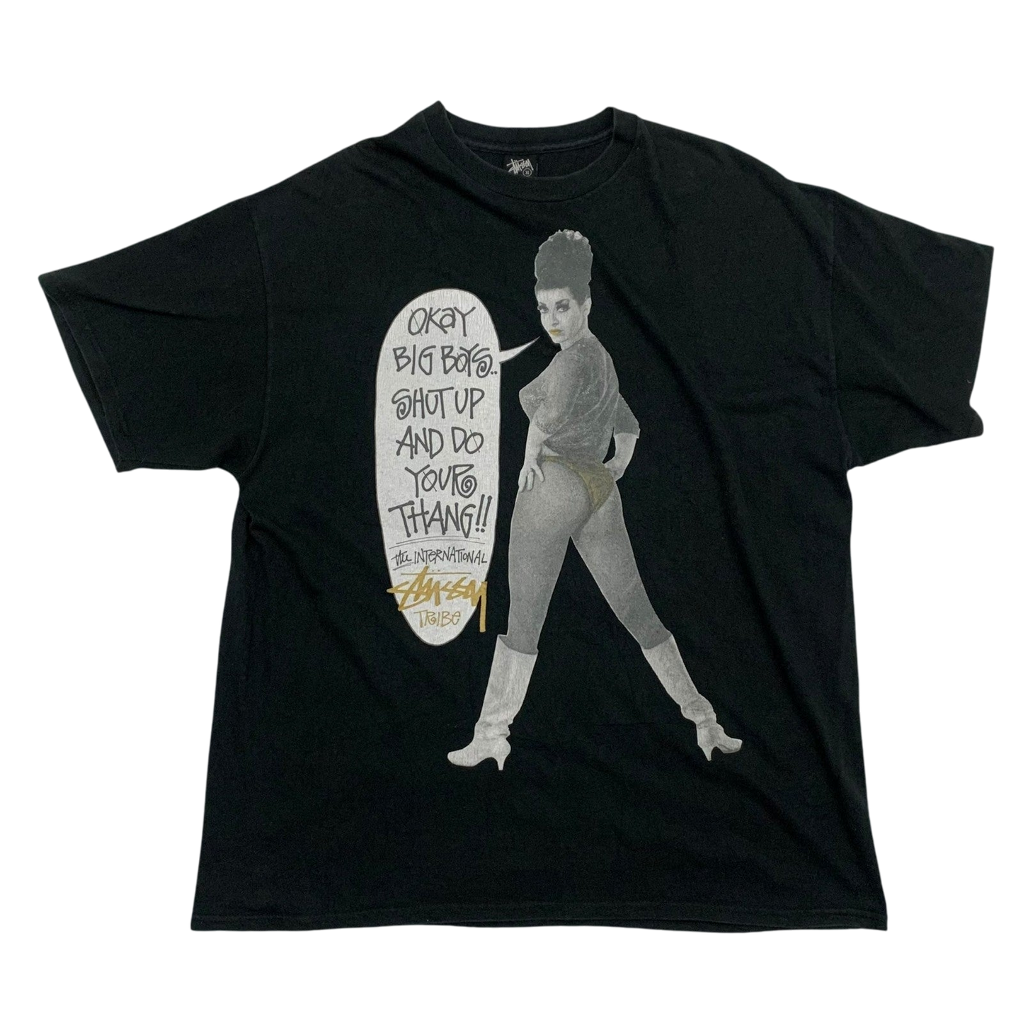 Stussy Tribe Vintage 90s ‘Okay Big Boys’ T-Shirt Black (Size XL)