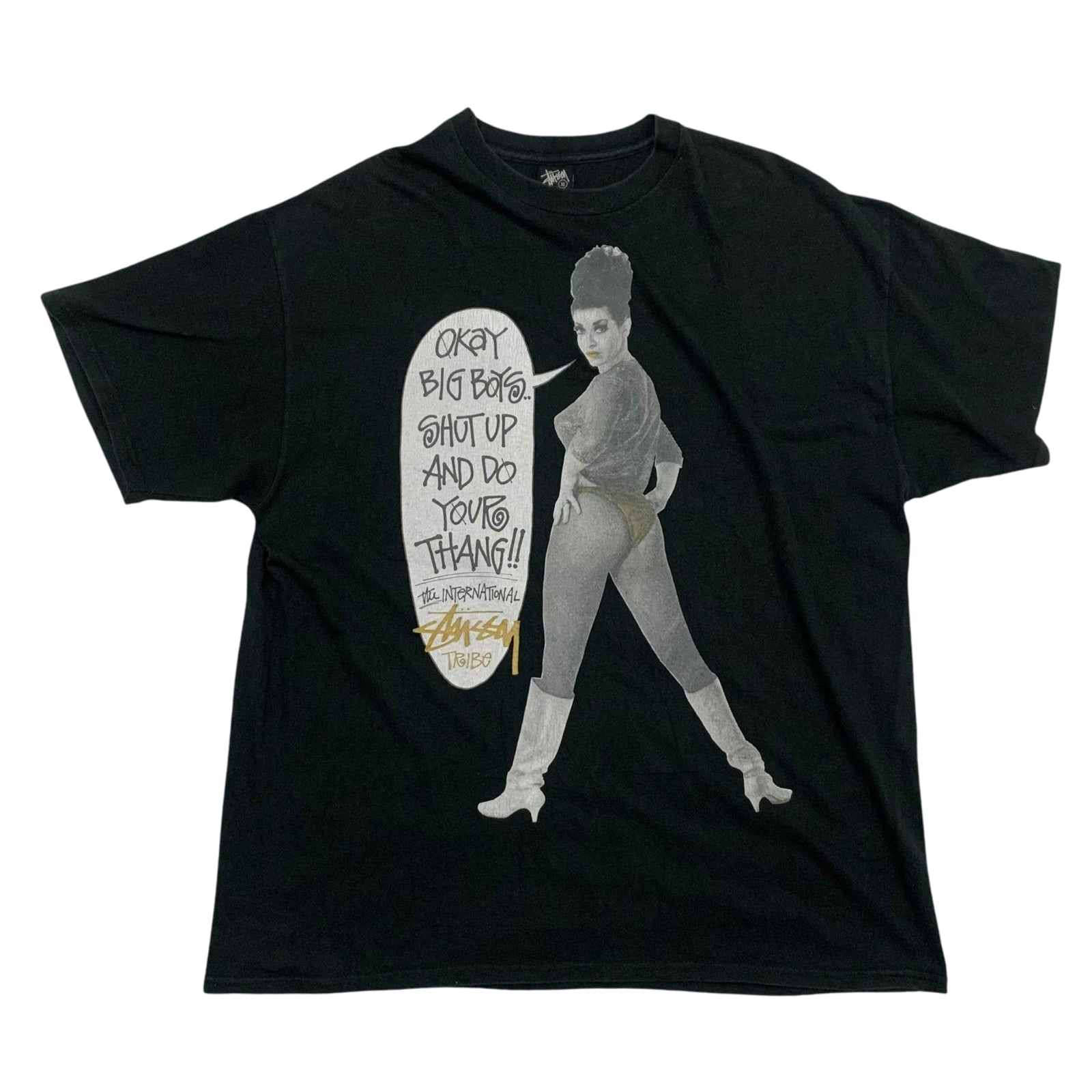 Stussy Tribe Vintage 90s ‘Okay Big Boys’ T-Shirt Black (Size XL)