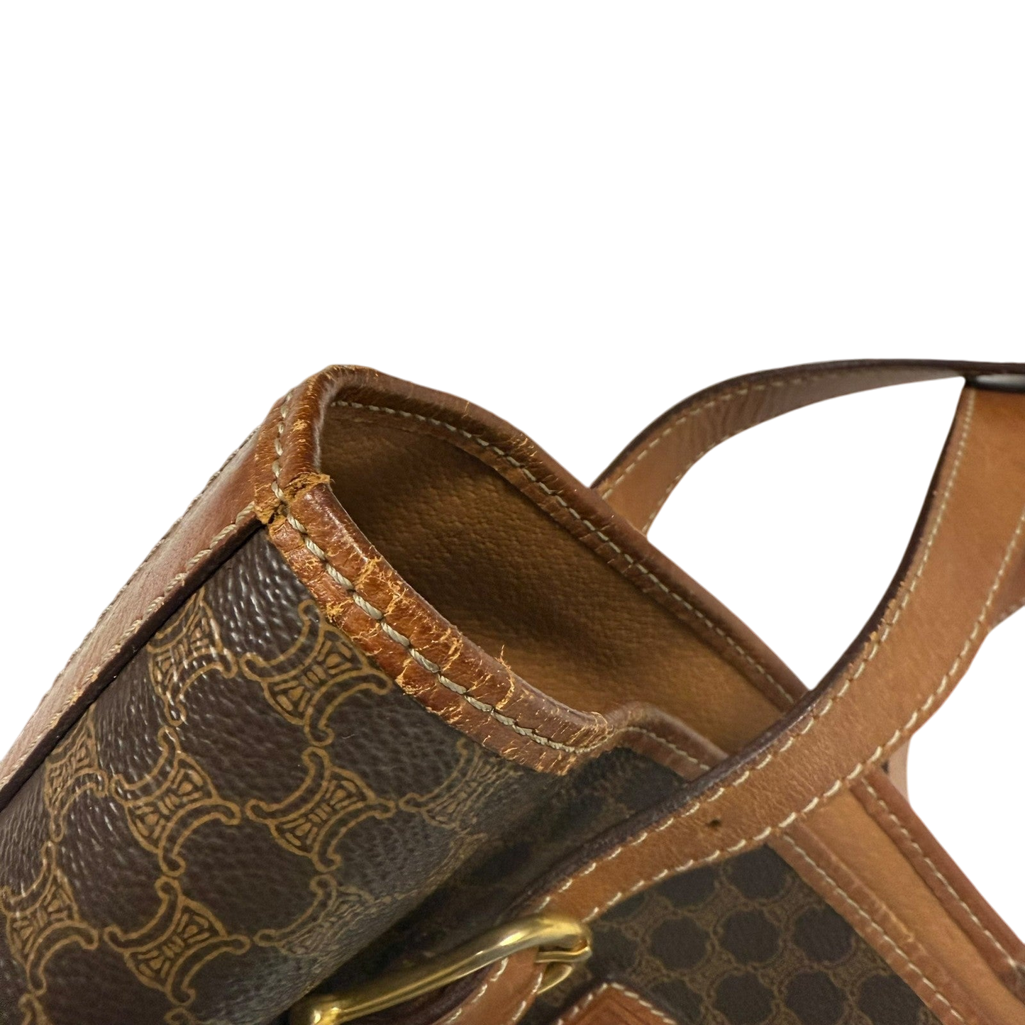 Céline 2008 Macadam Coated Canvas Monogram Tote Bag Brown