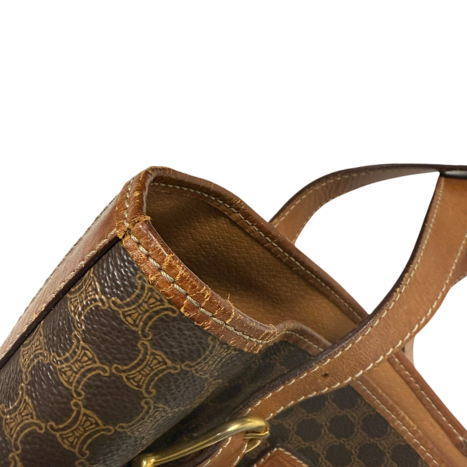 Céline 2008 Macadam Coated Canvas Monogram Tote Bag Brown