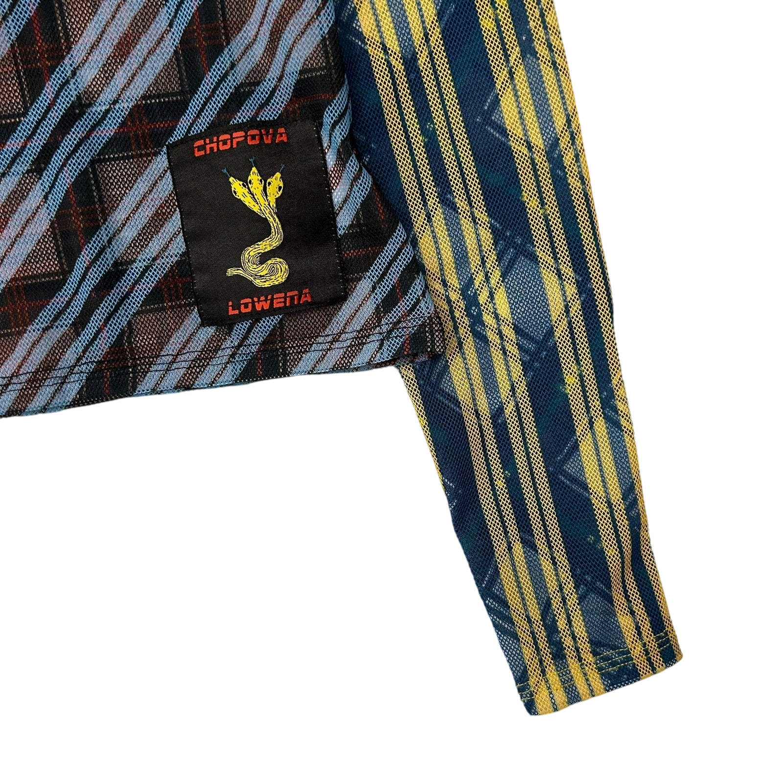 Chopova Lowena Multicolor Mesh Tartan Long Sleeve T-Shirt (Fits S-M Womens)