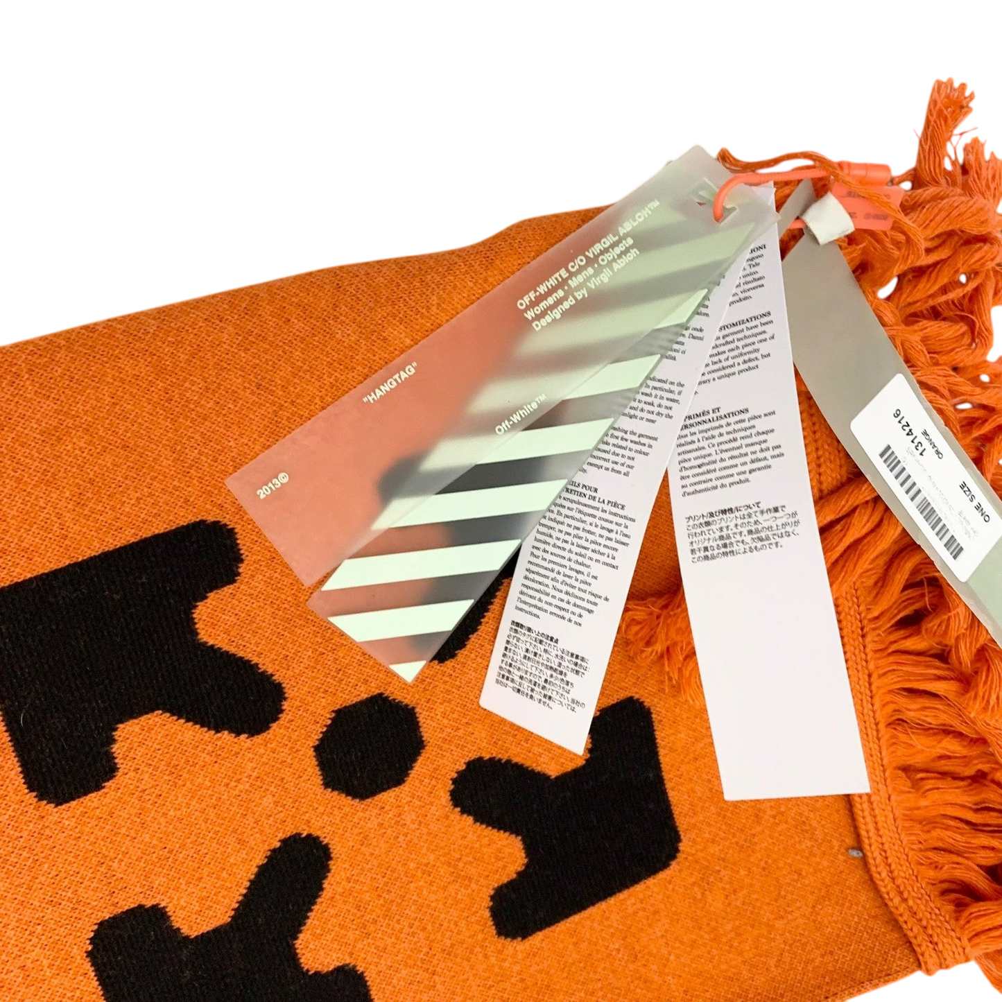 Off-White SS20 Logo Jacquard Knitted Scarf Orange