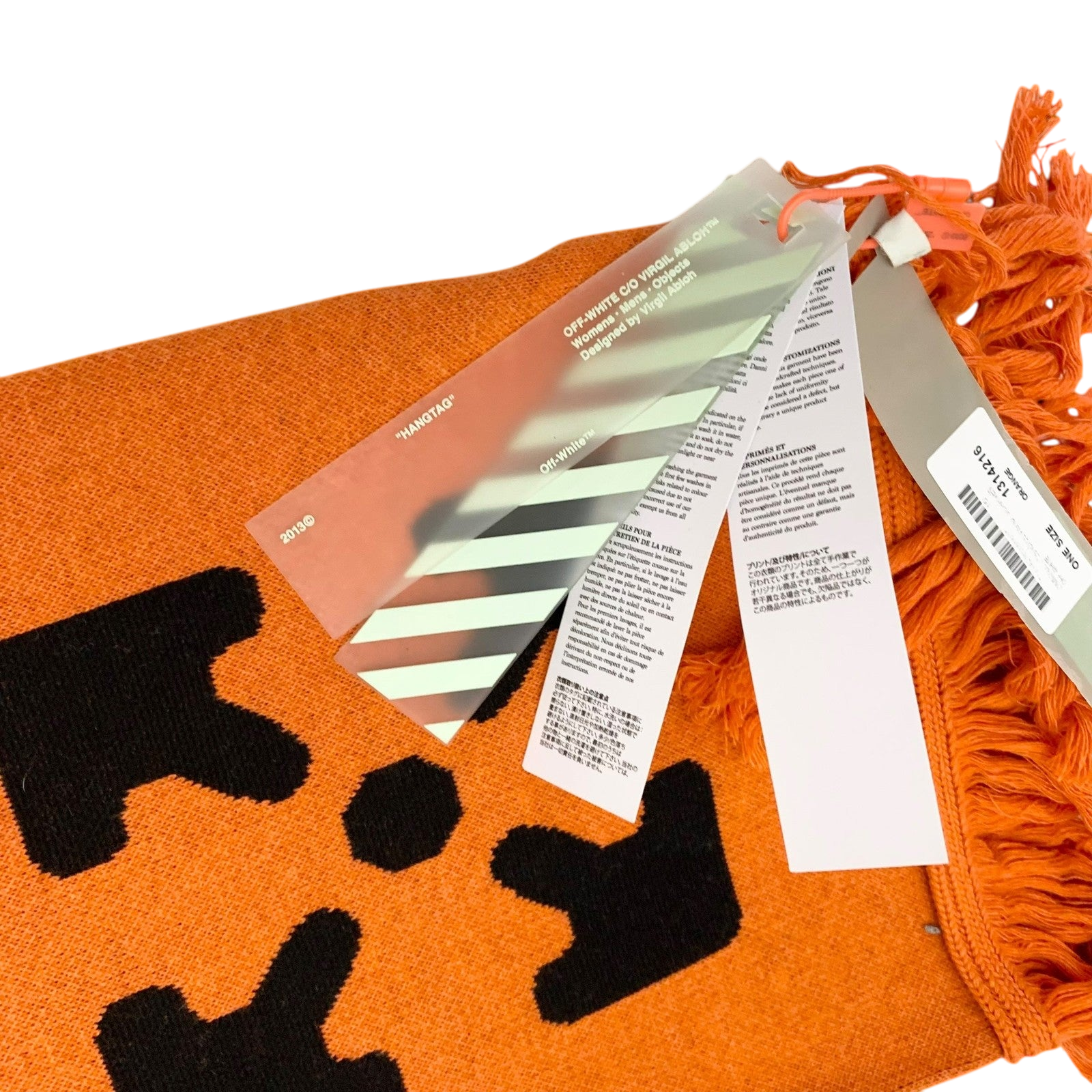 Off-White SS20 Logo Jacquard Knitted Scarf Orange