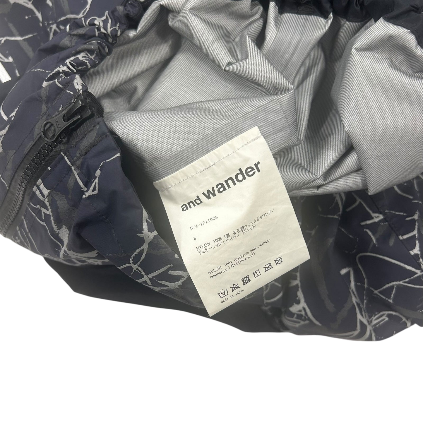 And Wander Reflective Printed Rain Jacket ‘Charcoal’(Fits XL)