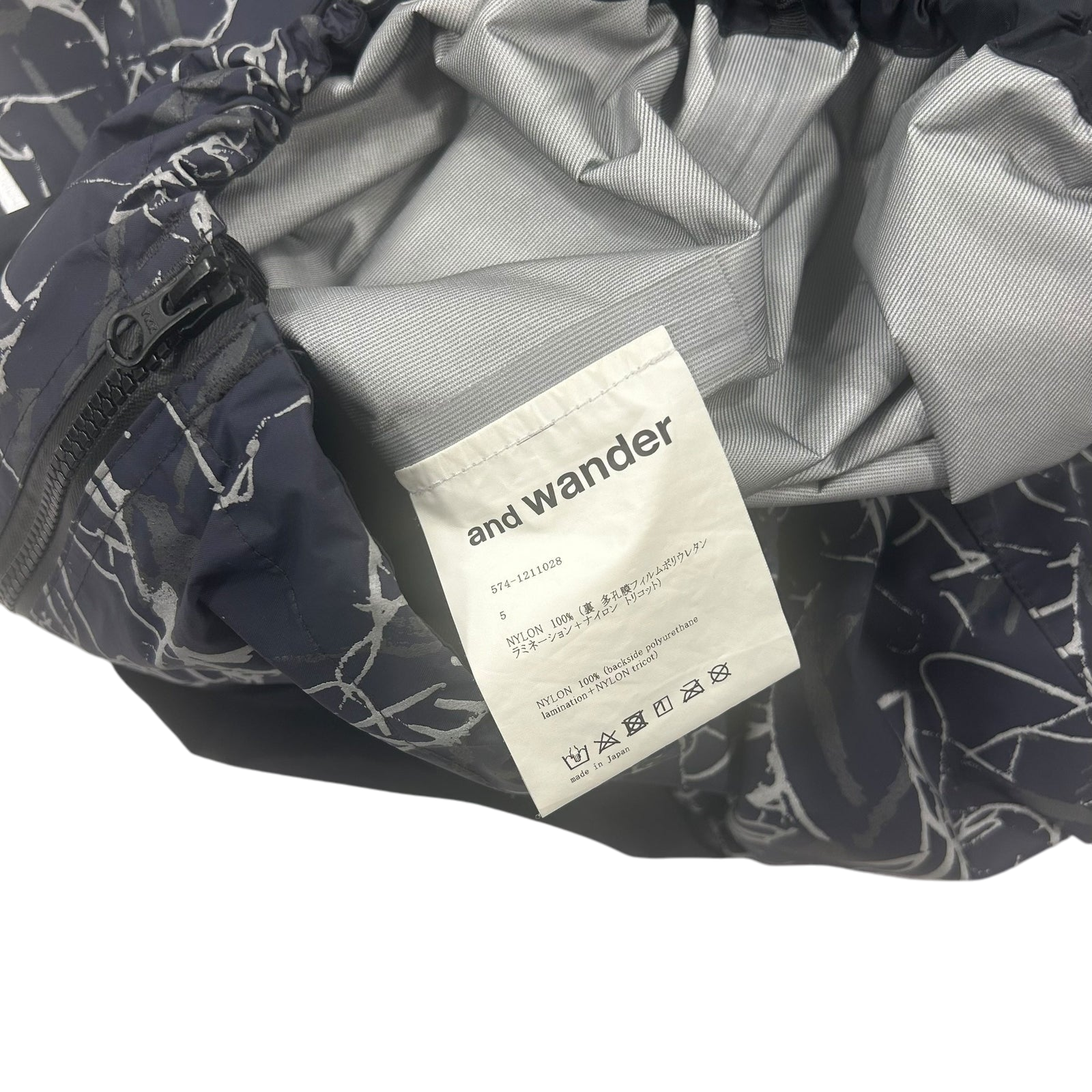 And Wander Reflective Printed Rain Jacket ‘Charcoal’(Fits XL)