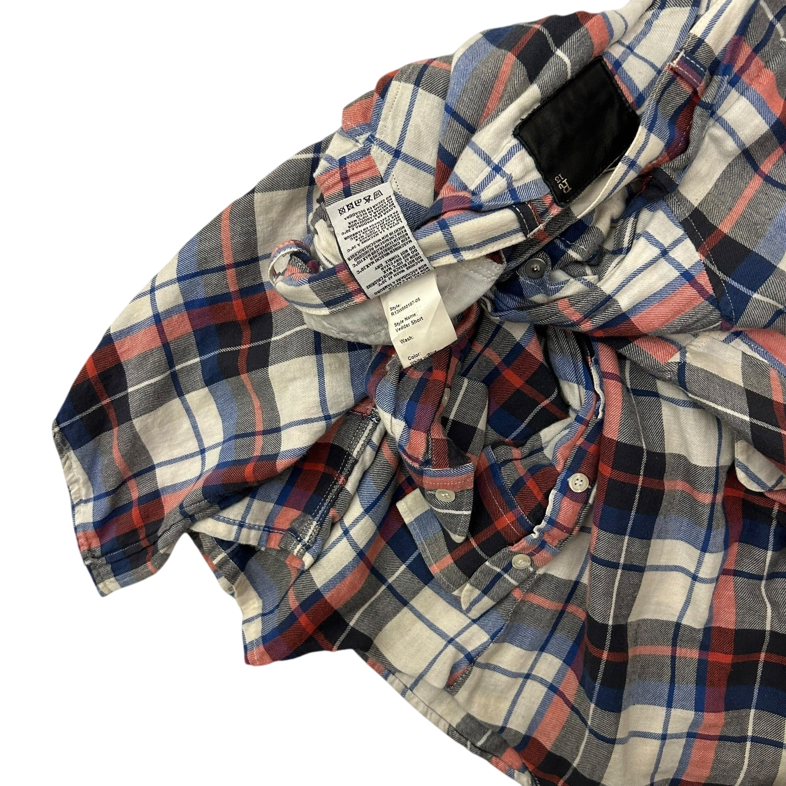 R13 Multi Coloured Cotton Plaid Skirt (Size 31”)