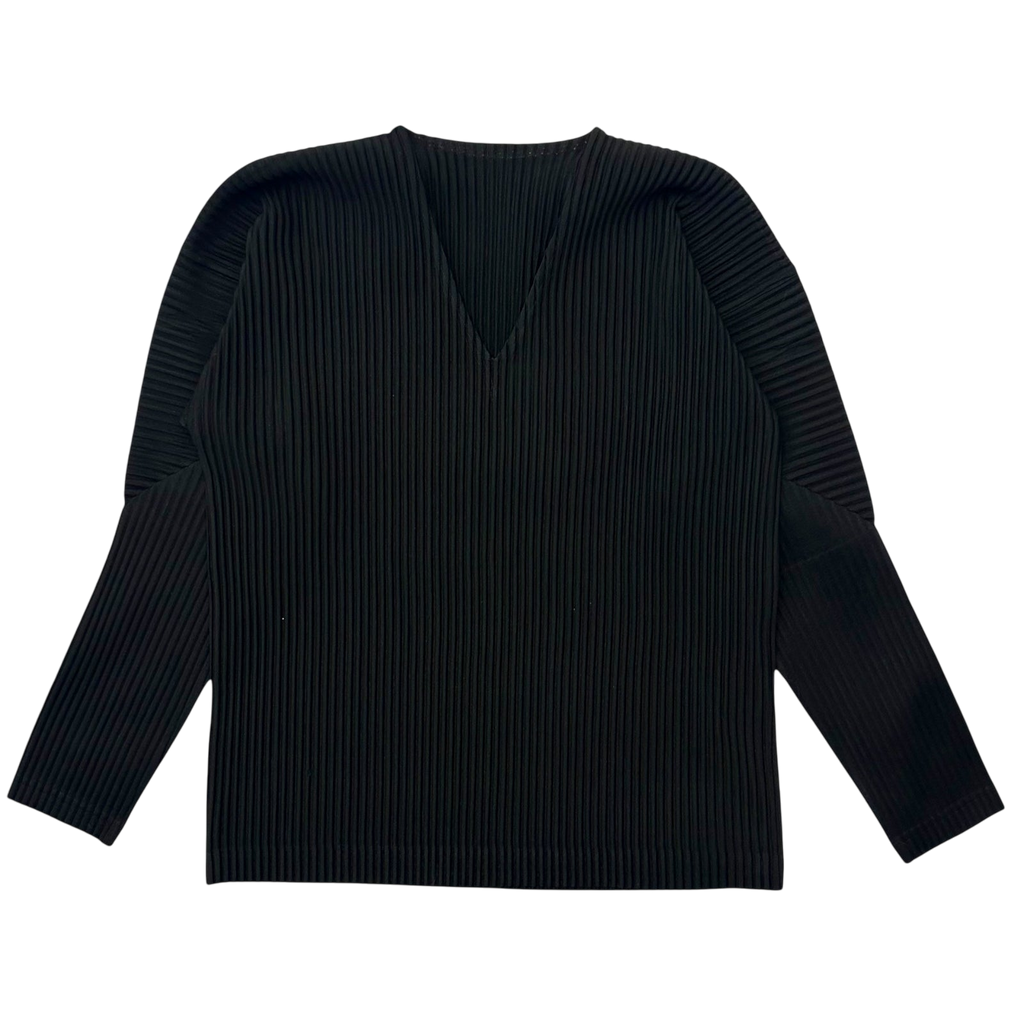 Issey Miyake Homme Plisse V-Neck Top Black (Fits M)
