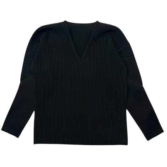 Issey Miyake Homme Plisse V-Neck Top Black (Fits M)