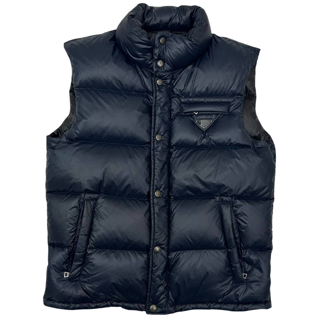 Prada Logo Appliqué Down Gilet Vest Navy (Size M)