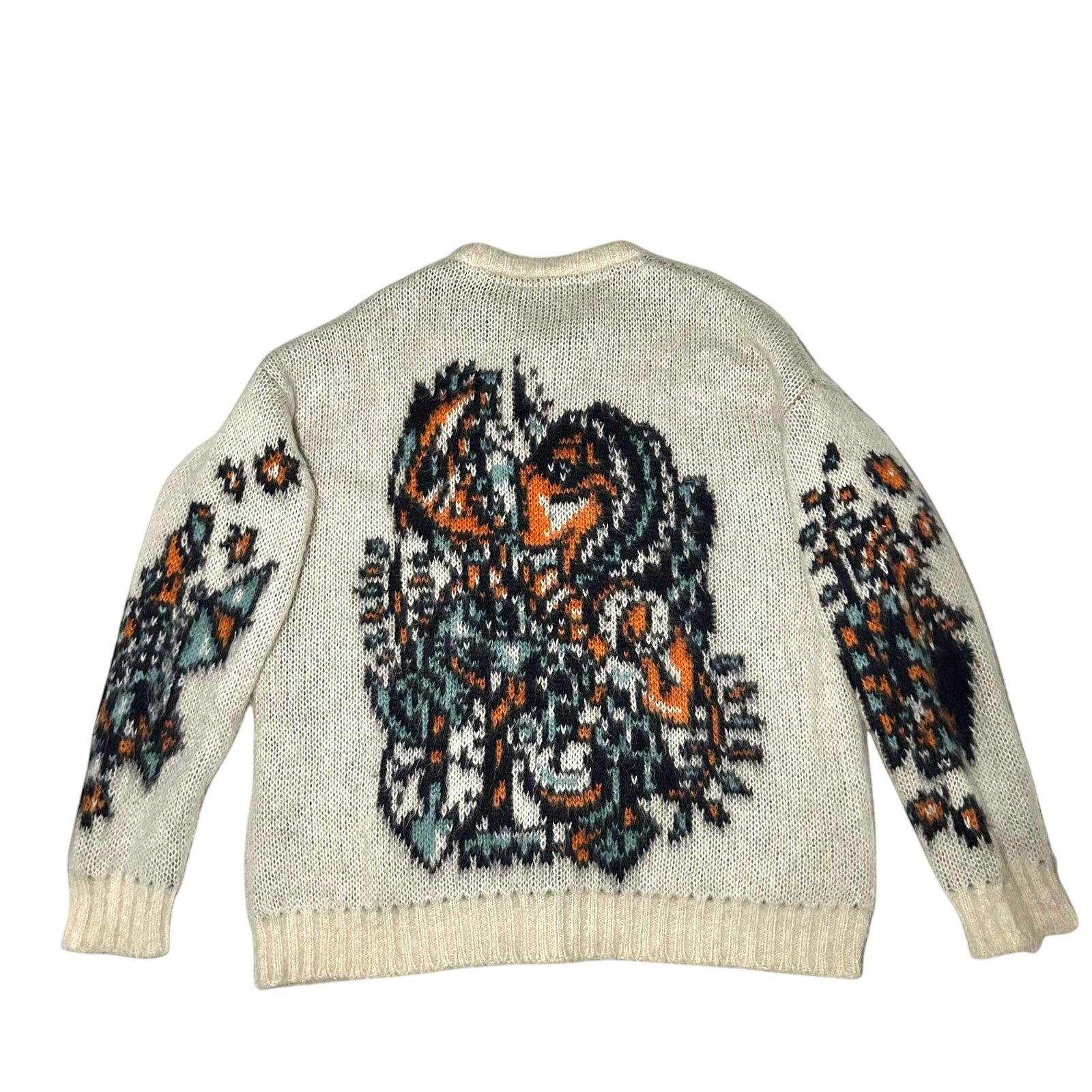 Y/Project White Jacquard Motif Mohair Sweater (Fits XXL)