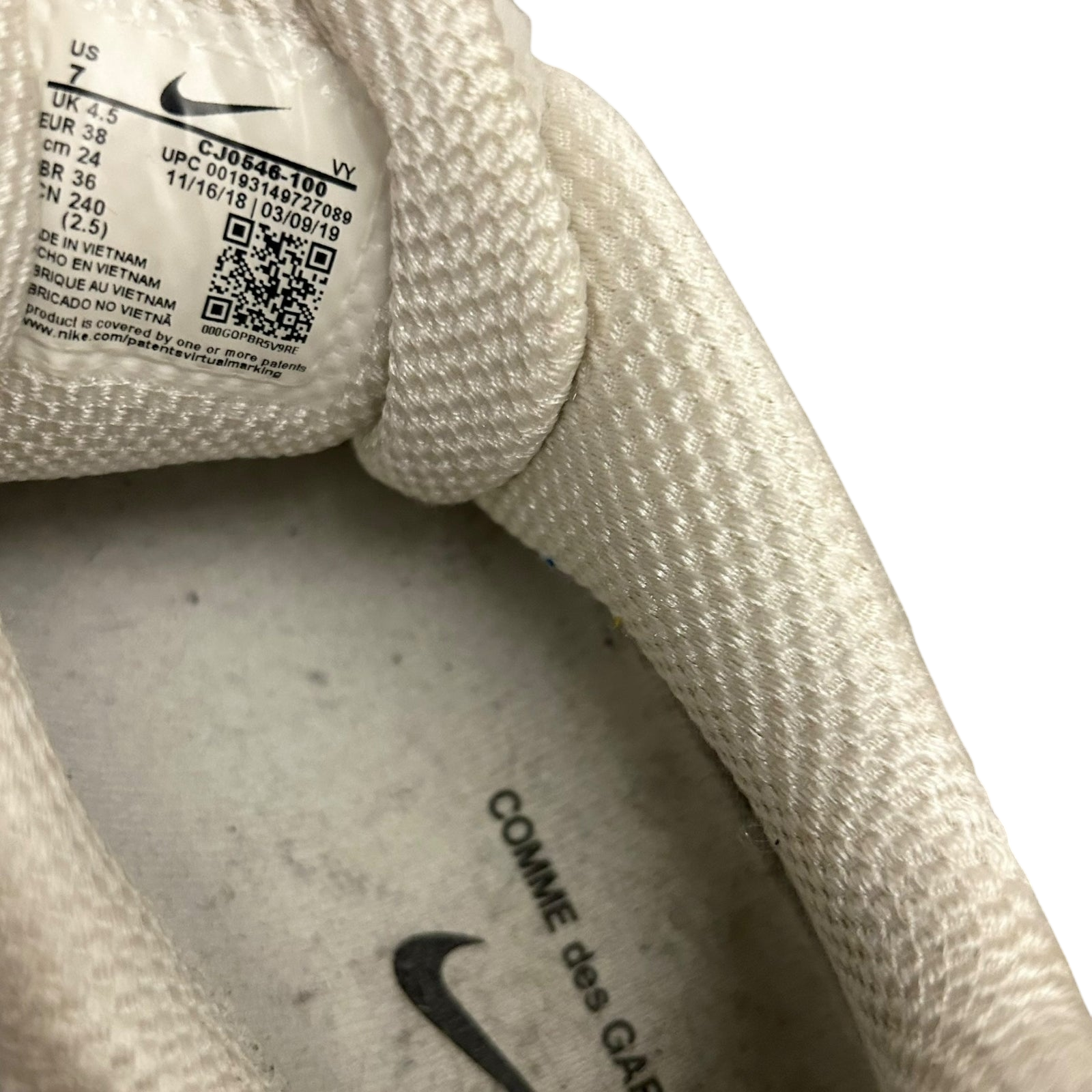 Nike Shox TL Comme des Garcons White (Women's) (US7/UK4.5 womens)