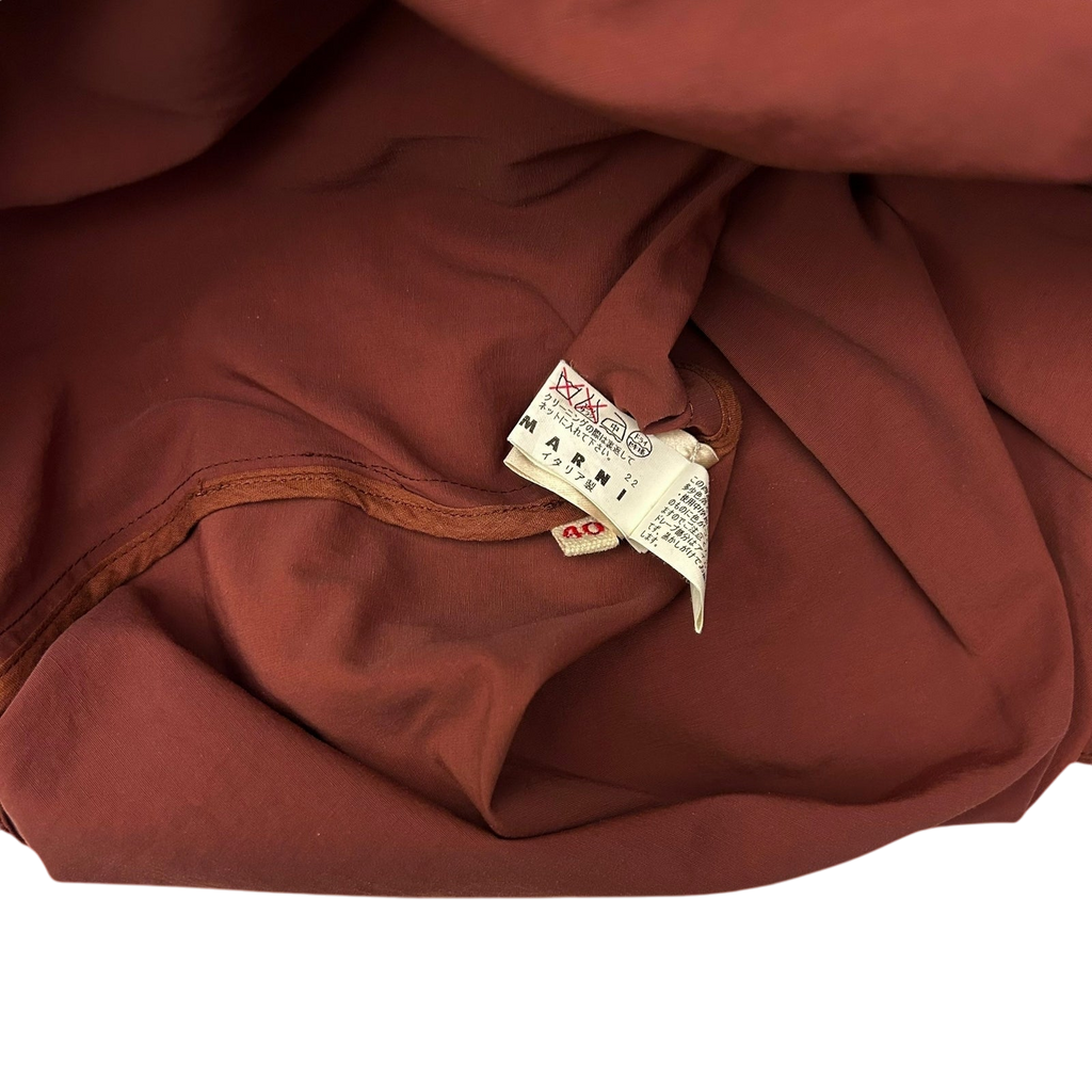 Marni Mid Length Pleated Nylon Skirt Stone Red (Fits 32”)