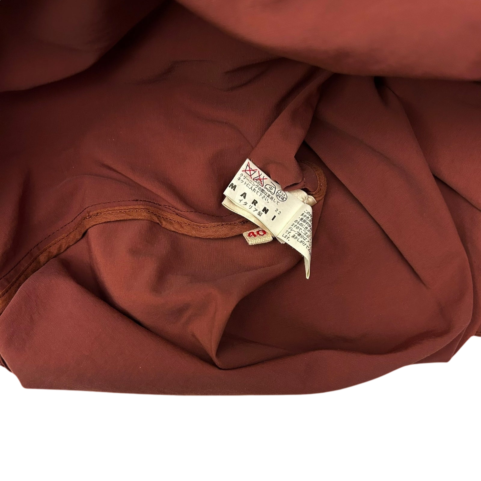 Marni Mid Length Pleated Nylon Skirt Stone Red (Fits 32”)