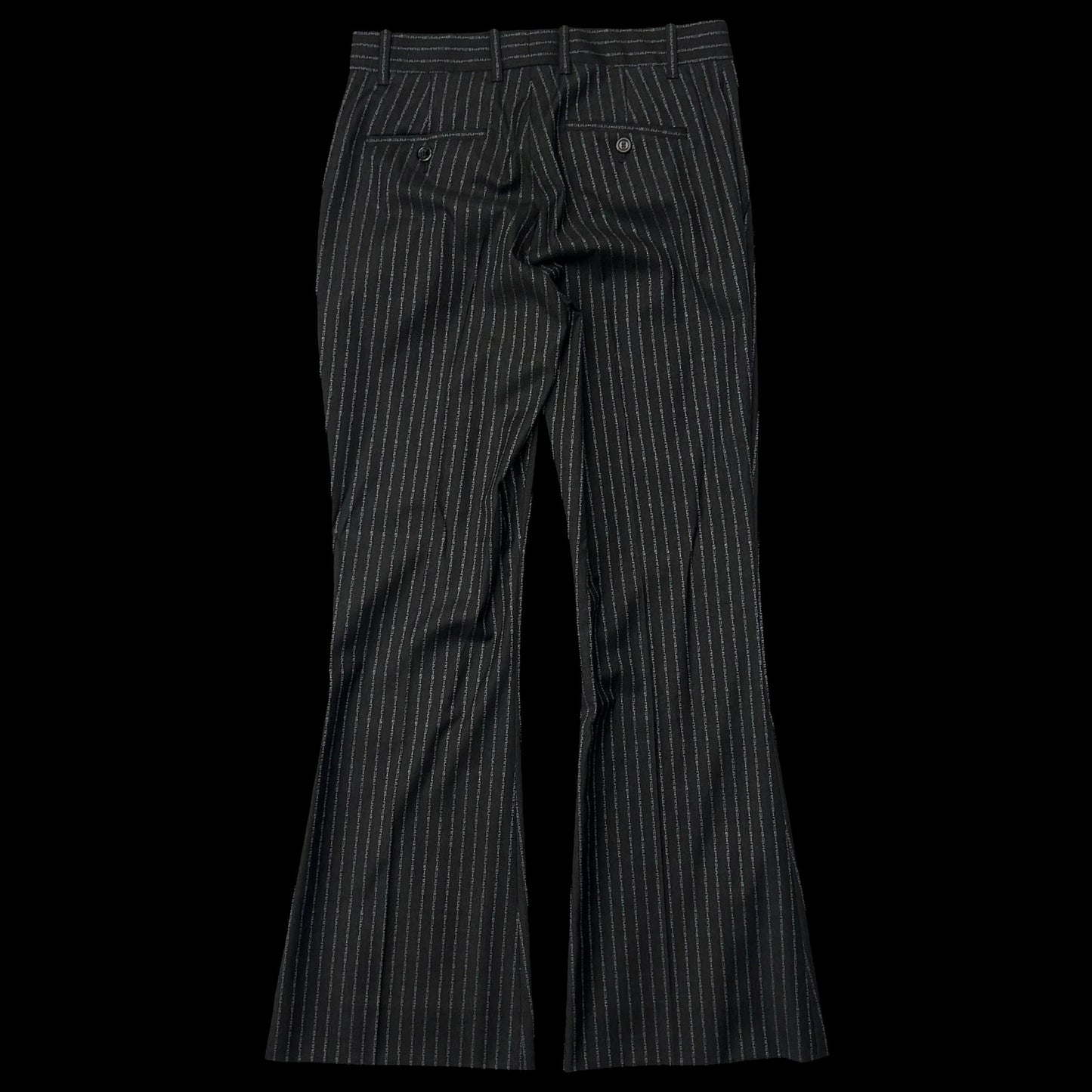 Gucci Logo Pinstriped Boot Cut Wool Pants Grey / Black (Fits 29”)