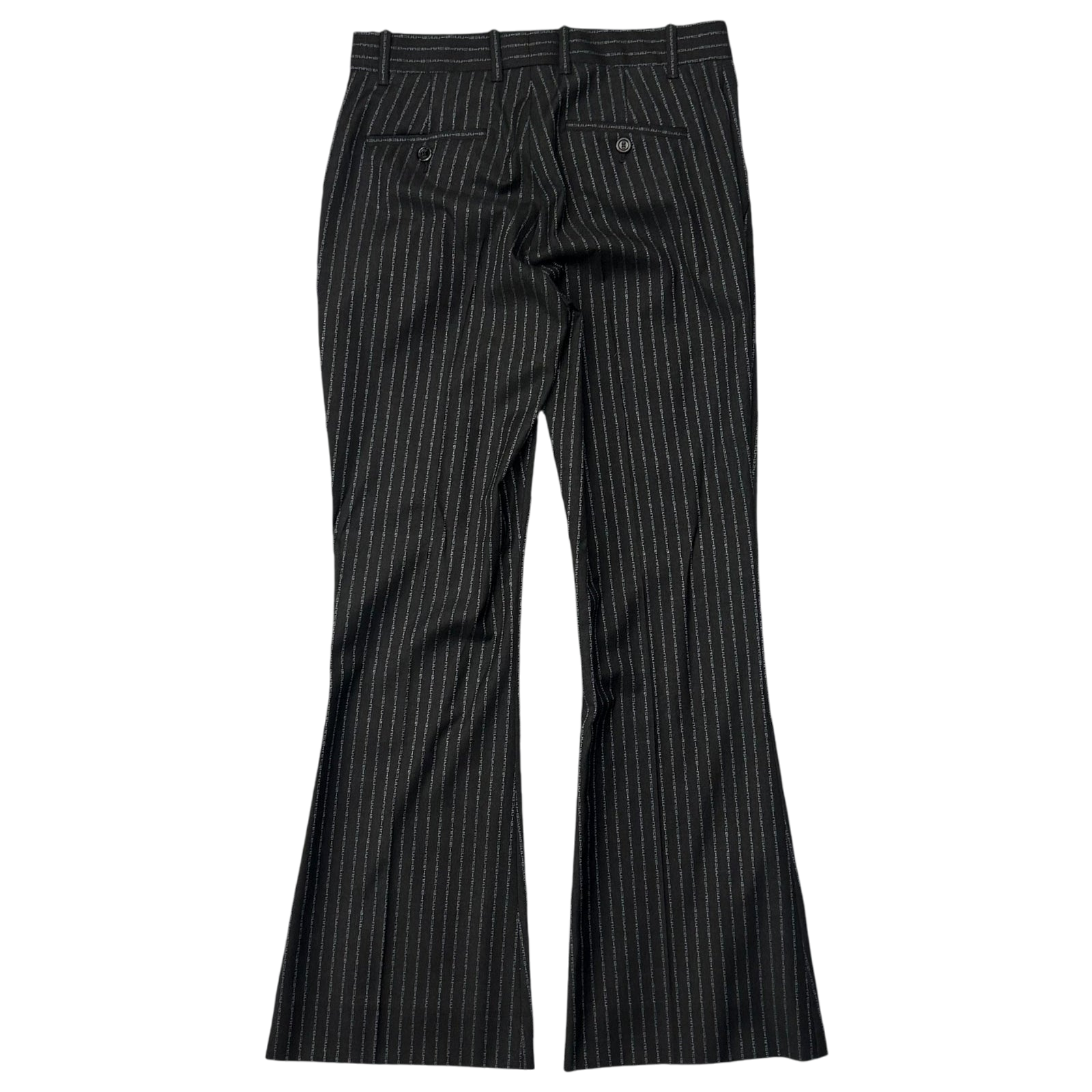 Gucci Logo Pinstriped Boot Cut Wool Pants Grey / Black (Fits 29”)