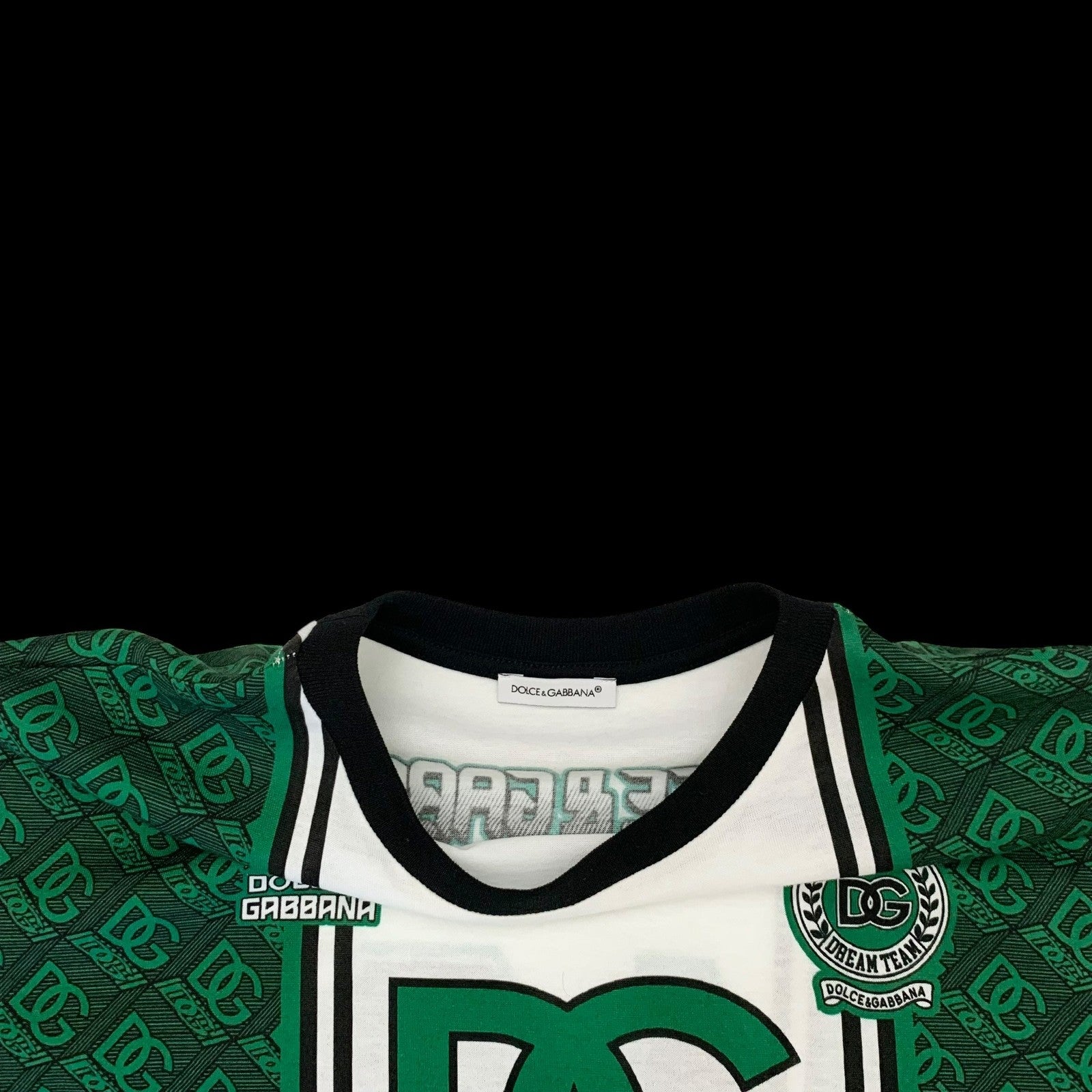 Dolce & Gabbana Interlocked Logo Football T-shirt Green/White (fits S-M womens)