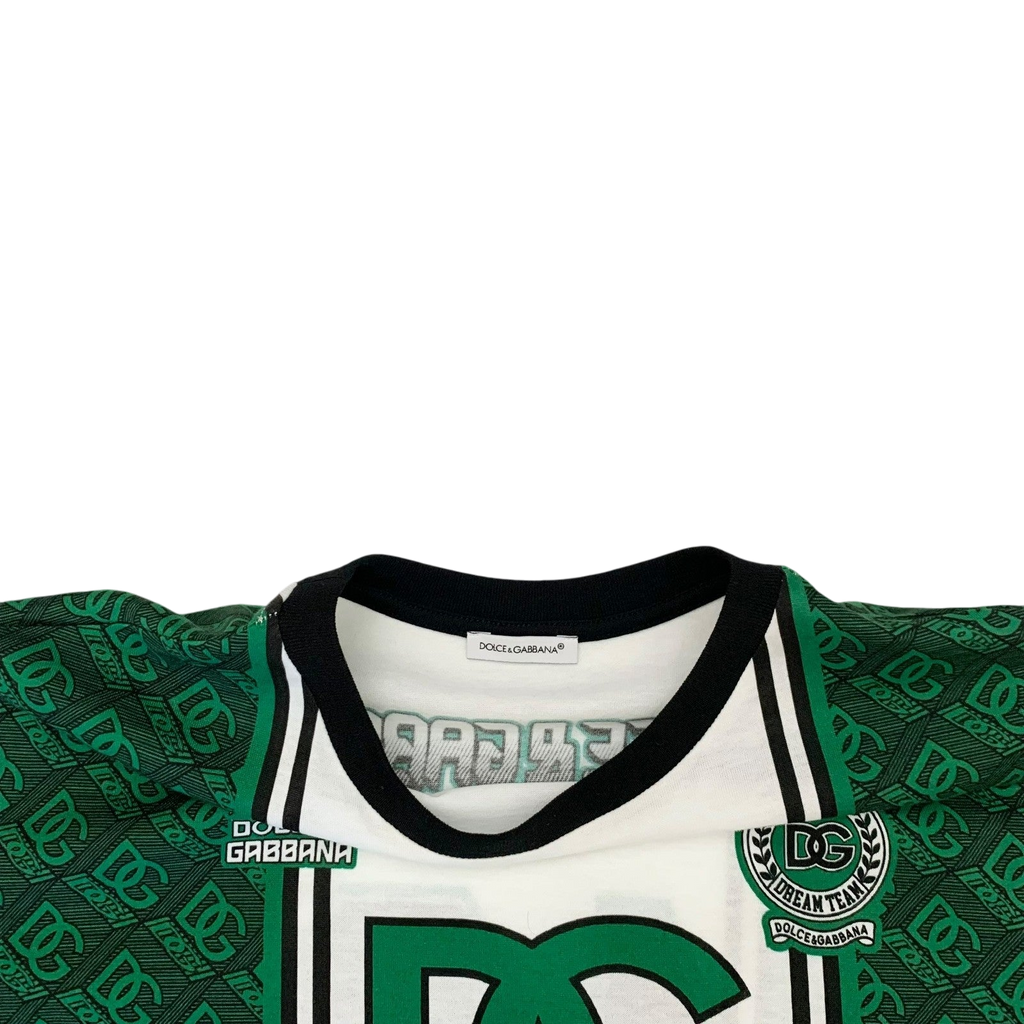 Dolce & Gabbana Interlocked Logo Football T-shirt Green/White (fits S-M womens)