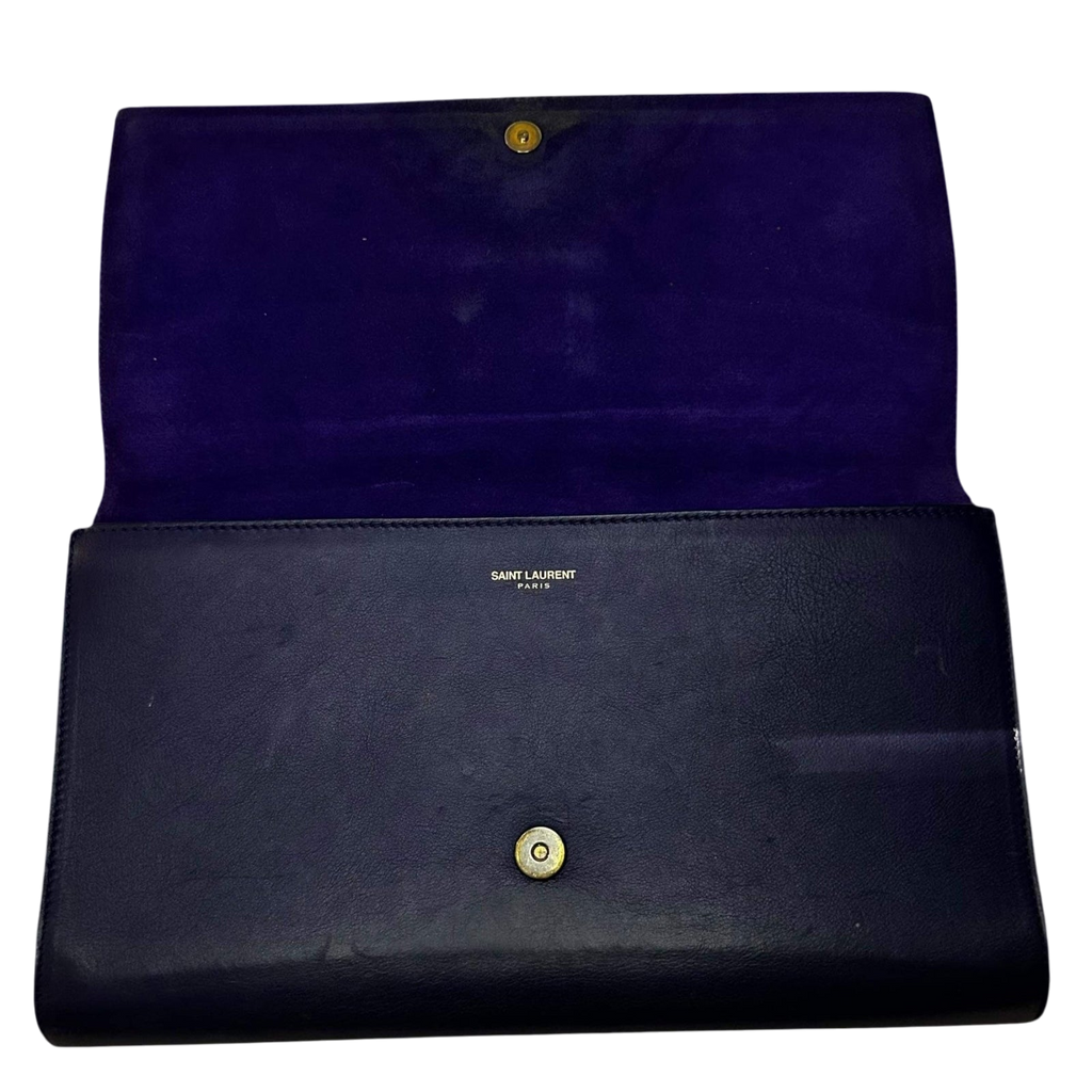 Vintage Yves Saint Laurent Leather Y-Ligne Chyc Clutch Navy