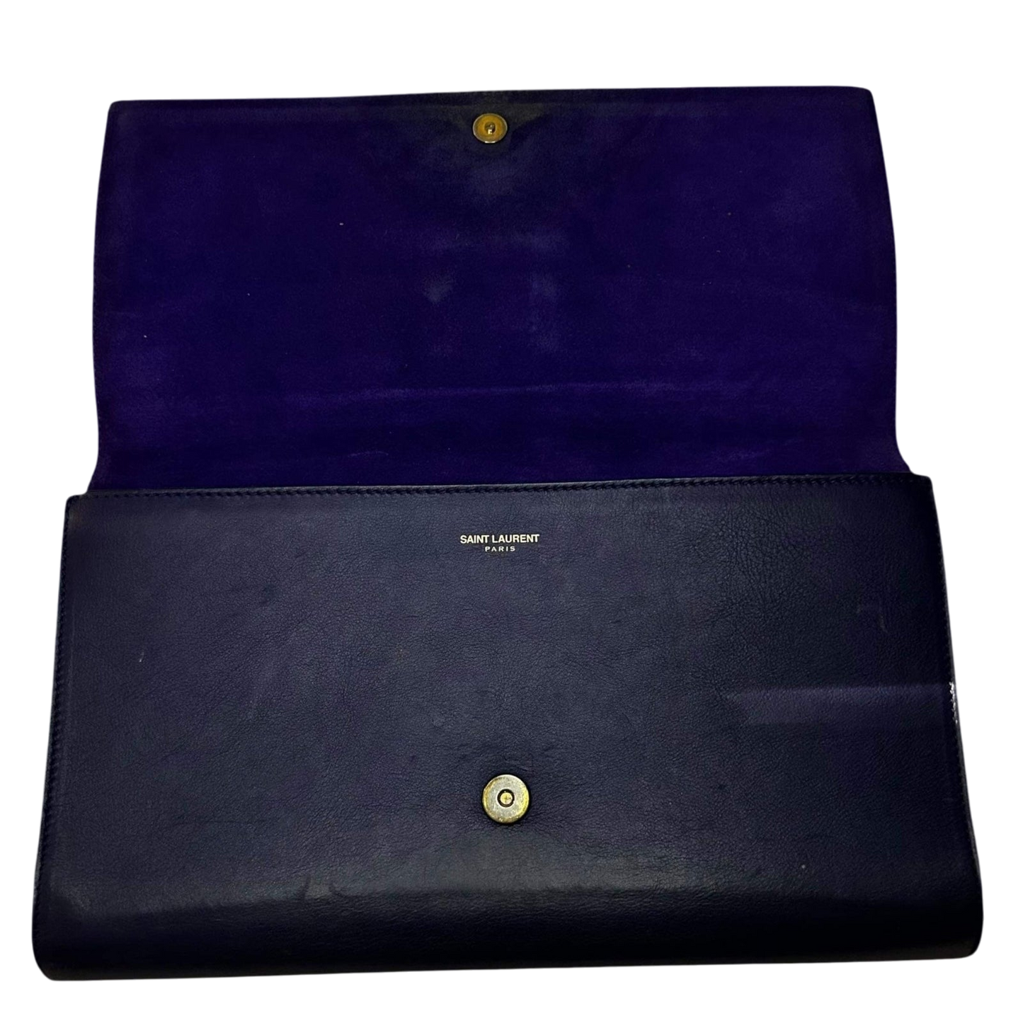 Vintage Yves Saint Laurent Leather Y-Ligne Chyc Clutch Navy