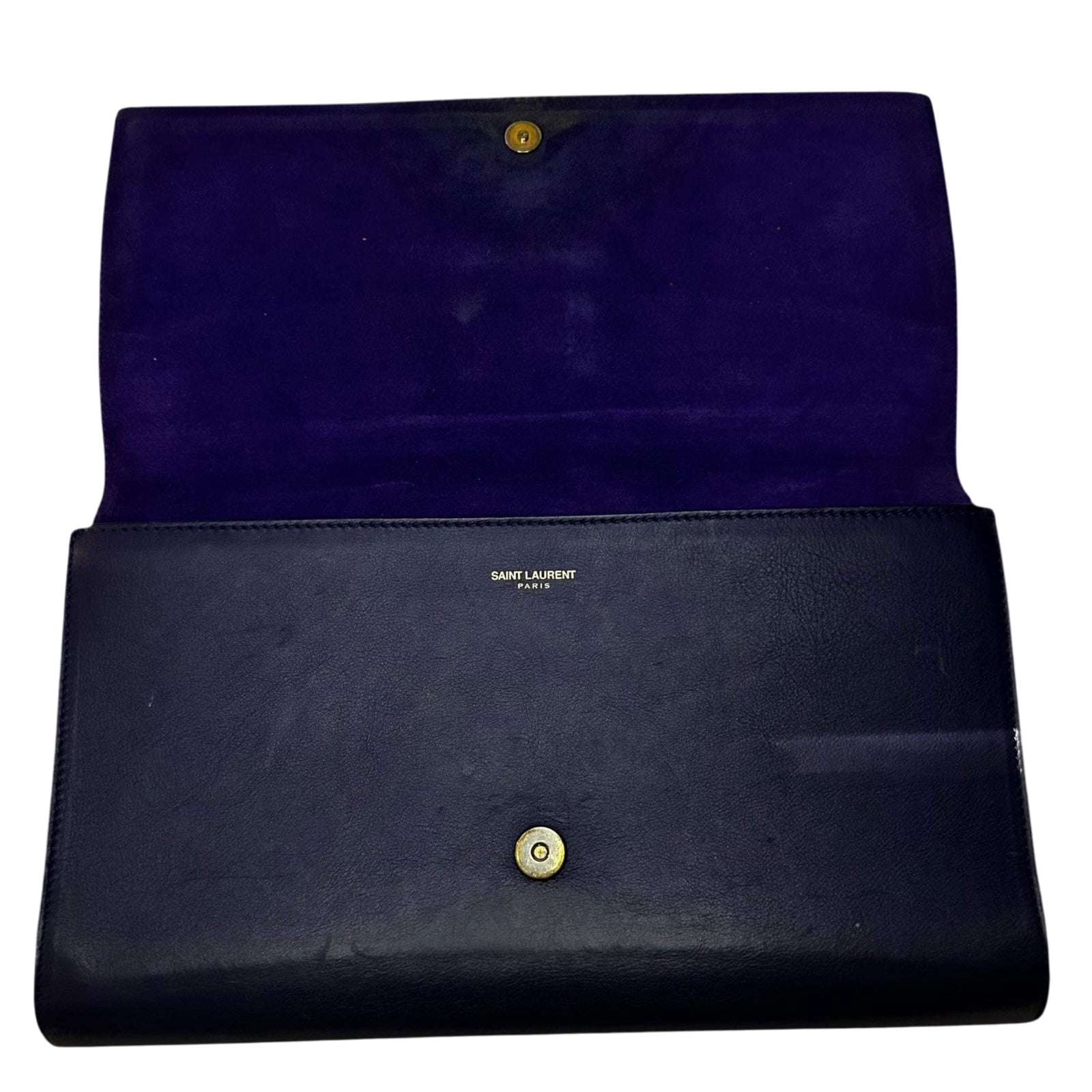 Vintage Yves Saint Laurent Leather Y-Ligne Chyc Clutch Navy