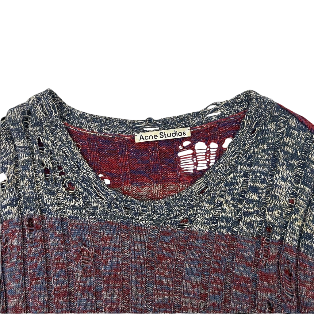 Acne Studios Karlos Distressed Melange Knit Sweater (Fits L-XL)