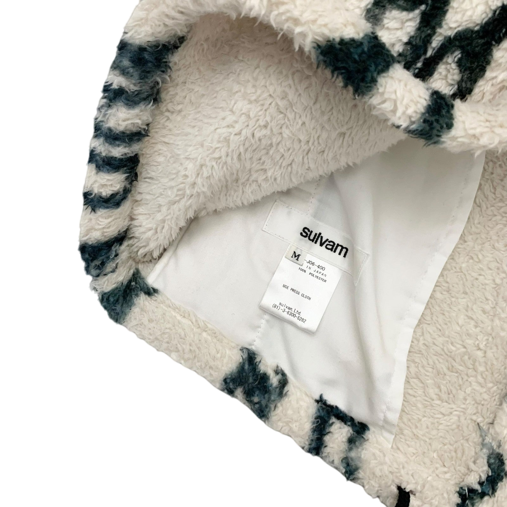 Sulvam Chain-Print Fleece Jacket Off-White / Green (Fits M-L)