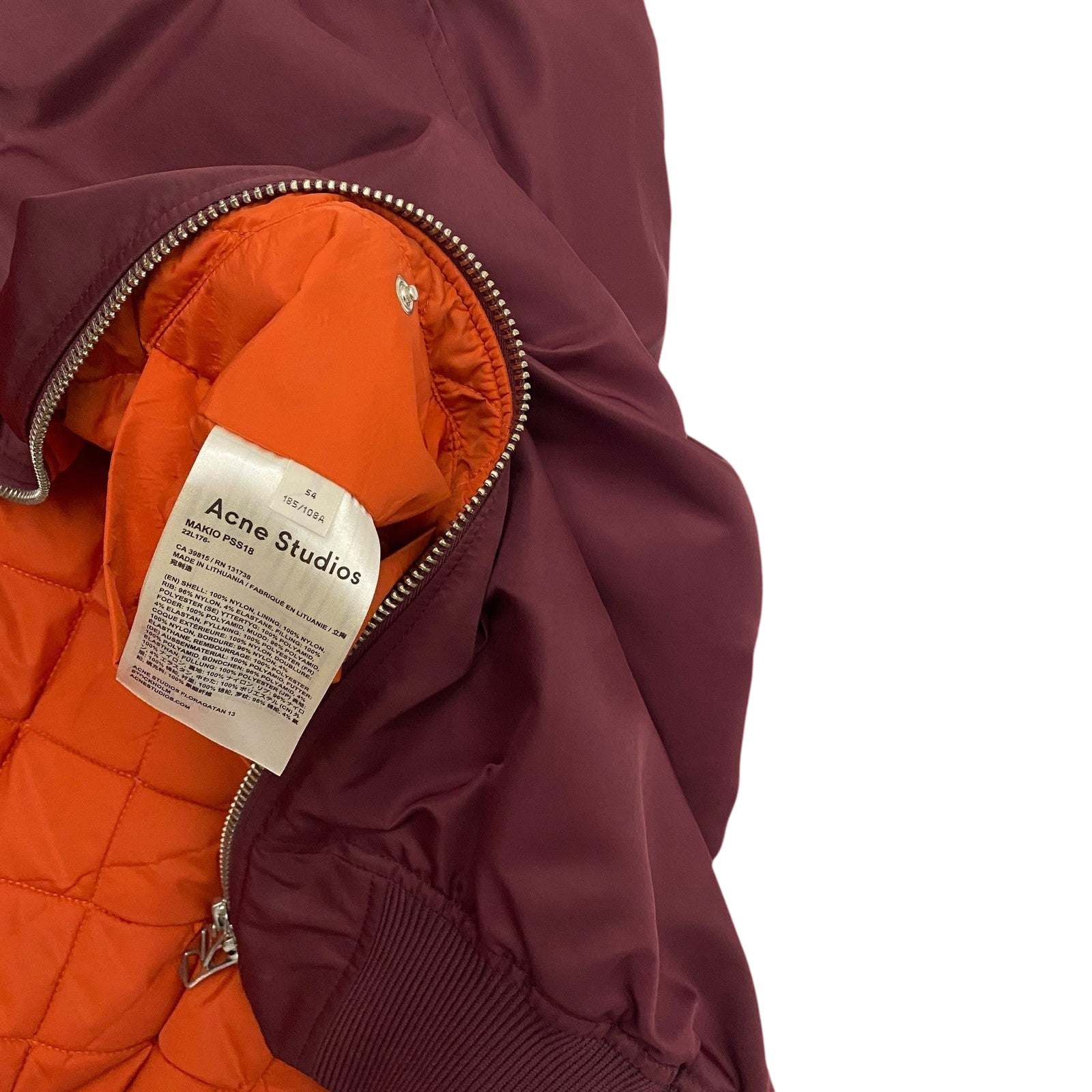 Acne Studios SS18 Makio MA-1 Bomber Jacket Burgundy (Fits L-XL)