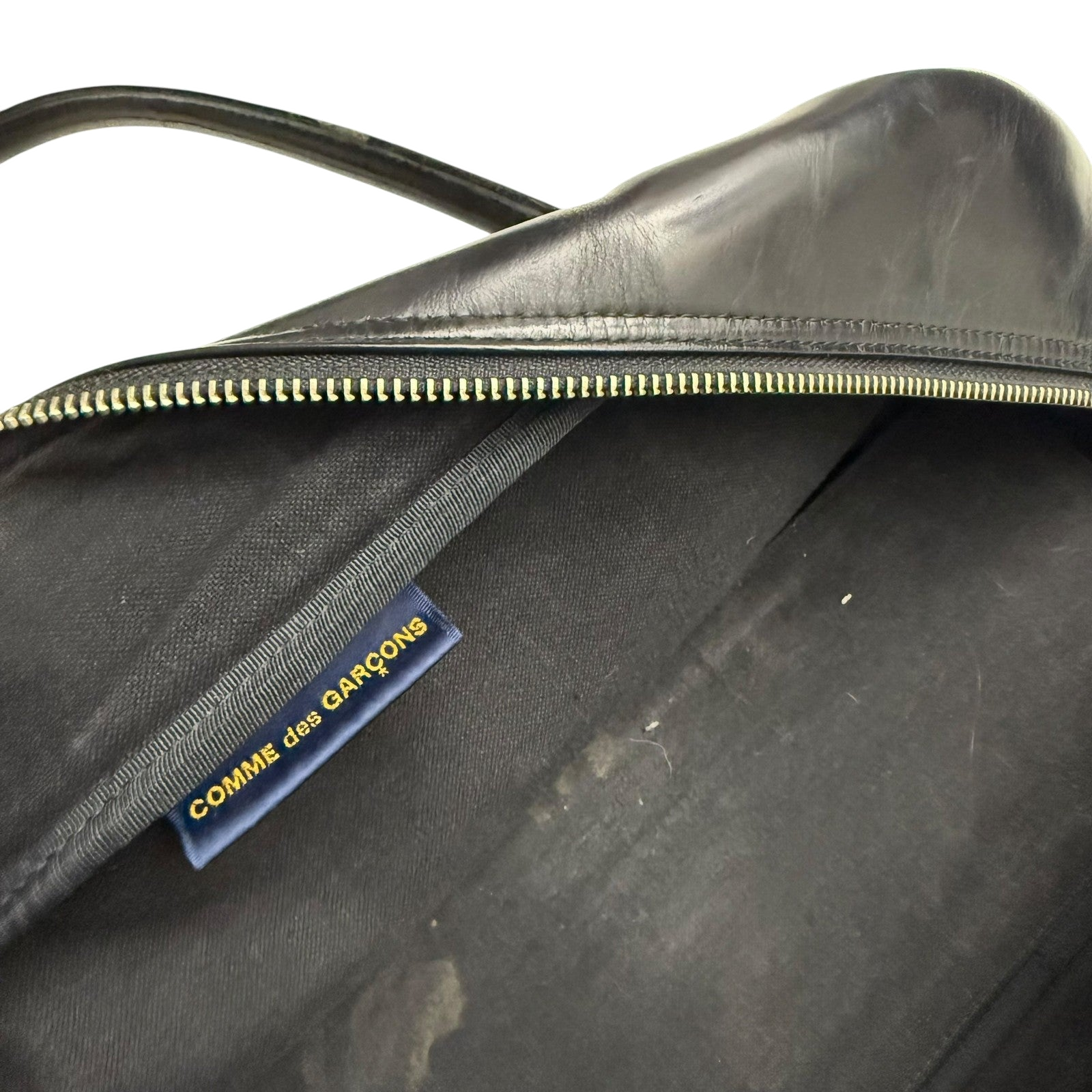Comme des Garçons 90s Leather Boston Bag Black