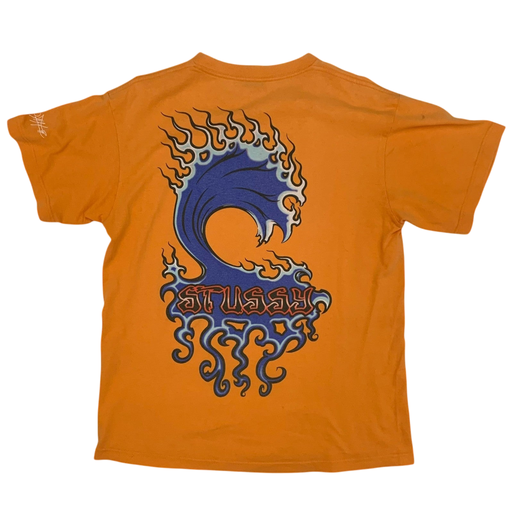 Stussy Vintage 00s ‘Inferno Wave’ T-Shirt Orange (Size M)