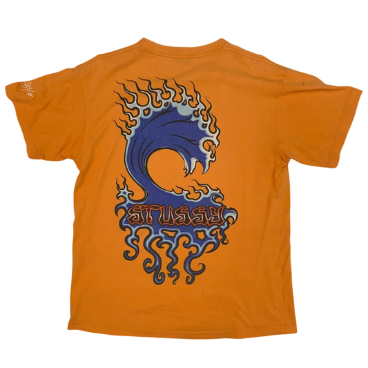 Stussy Vintage 00s ‘Inferno Wave’ T-Shirt Orange (Size M)