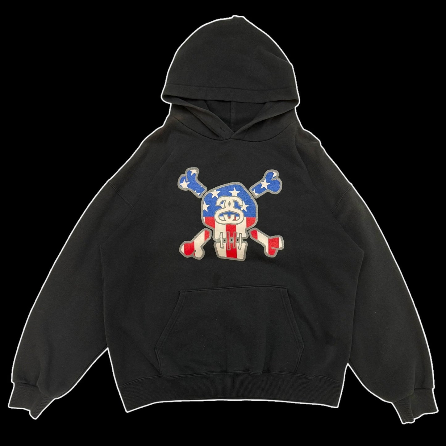Stussy Vintage 2002 ‘Stars and Skulls Forever’ Hoodie Black (Size XL)