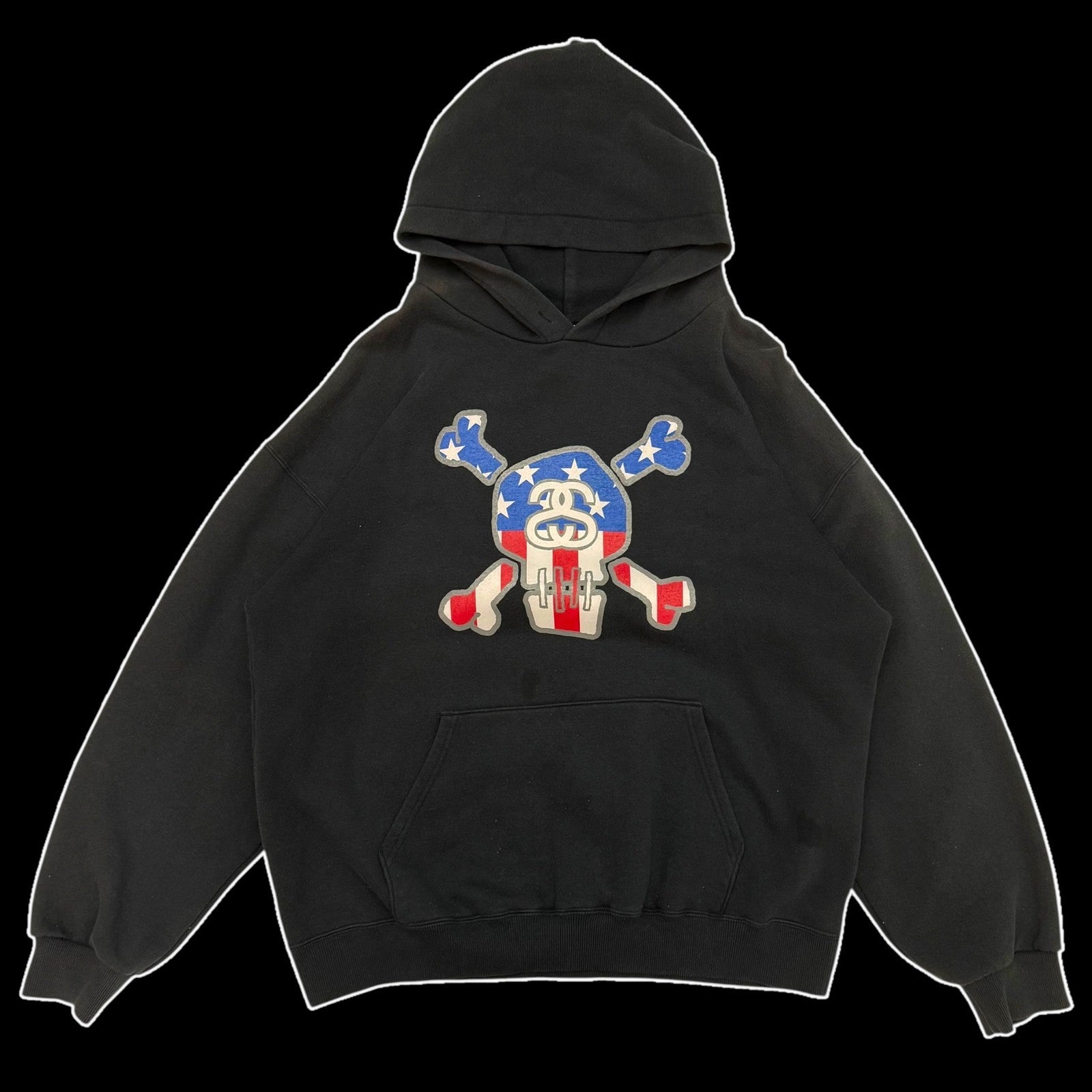 Stussy Vintage 2002 ‘Stars and Skulls Forever’ Hoodie Black (Size XL)