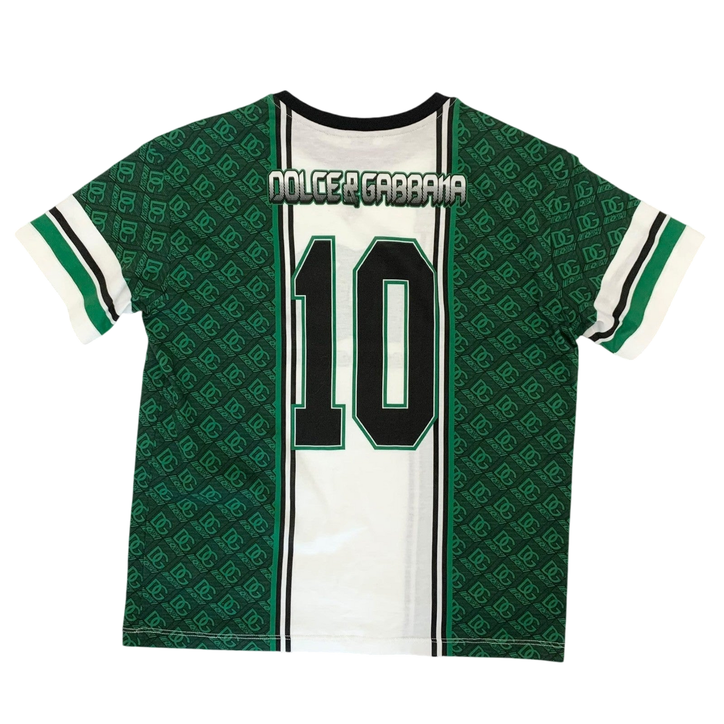 Dolce & Gabbana Interlocked Logo Football T-shirt Green/White (fits S-M womens)