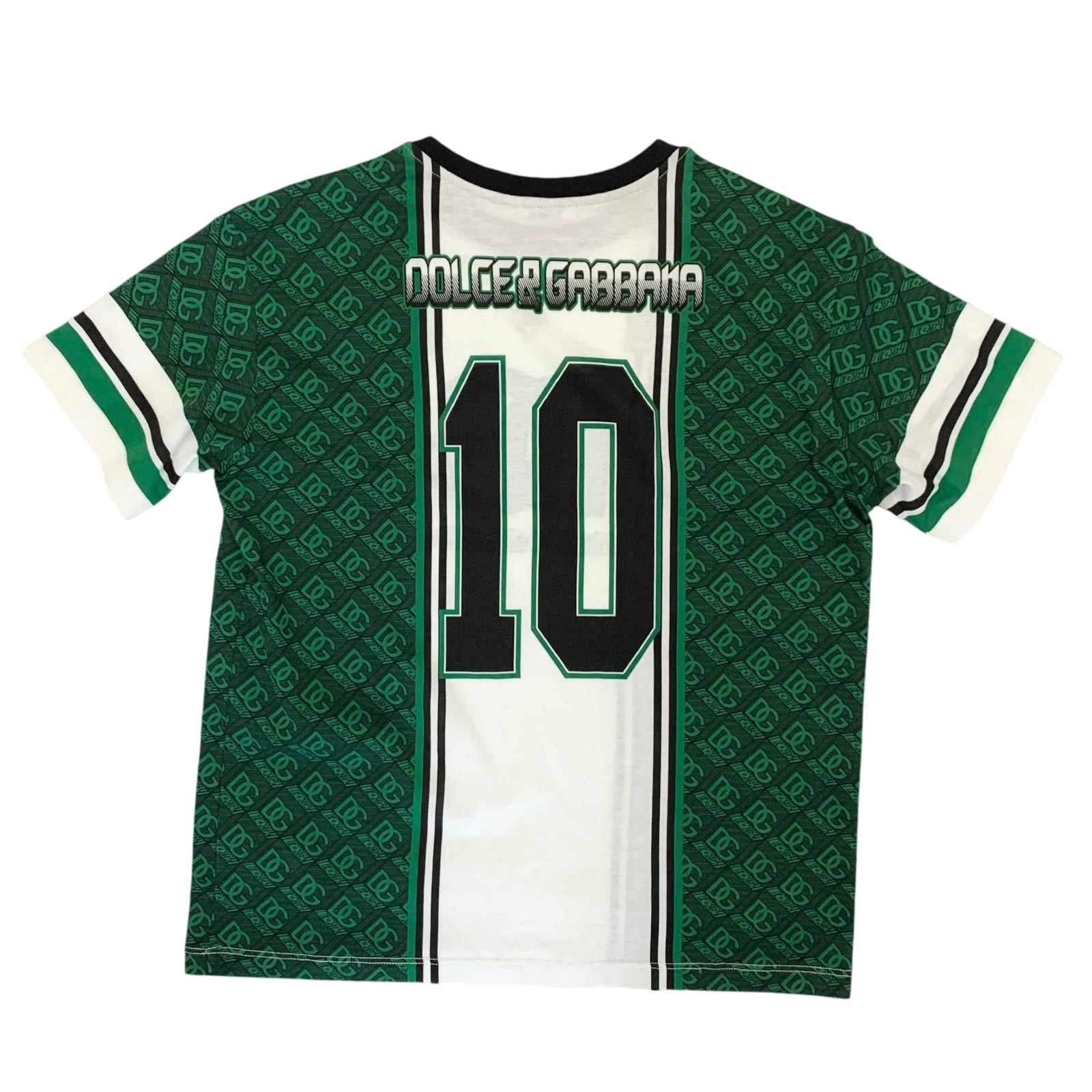 Dolce & Gabbana Interlocked Logo Football T-shirt Green/White (fits S-M womens)