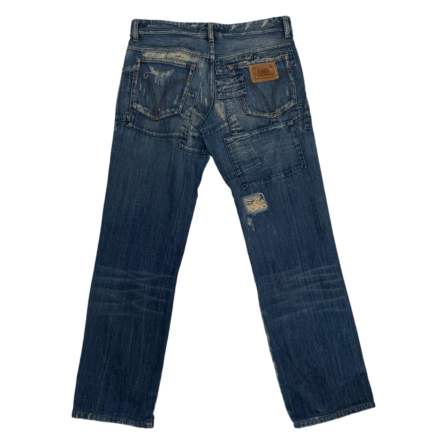 Dolce & Gabbana 2000s Patchwork Boro Distressed Jeans (Size 32”)