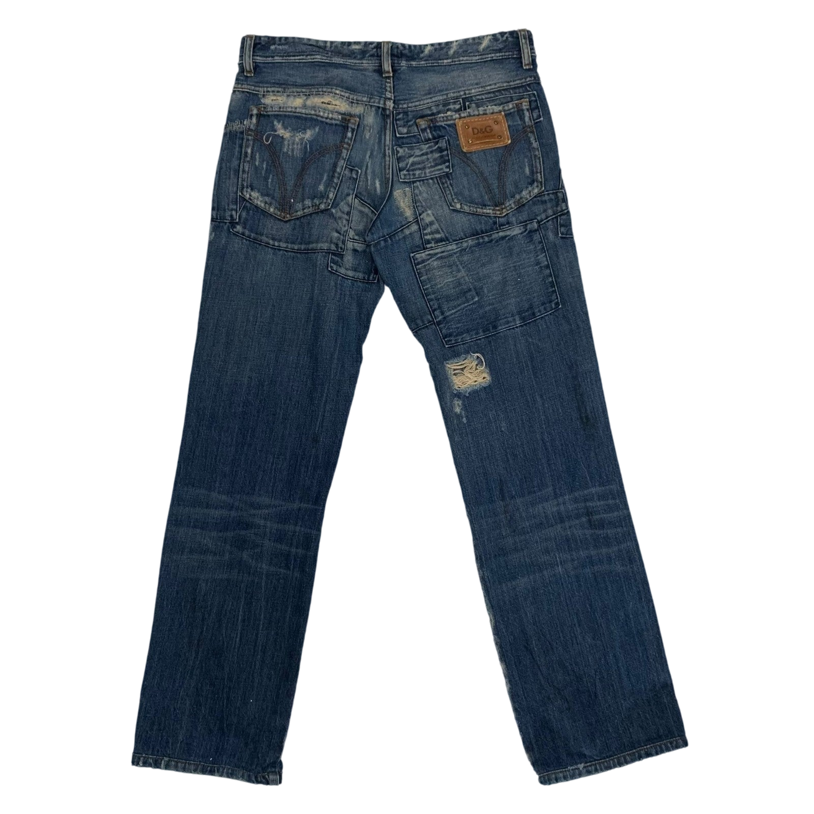 Dolce & Gabbana 2000s Patchwork Boro Distressed Jeans (Size 32”)