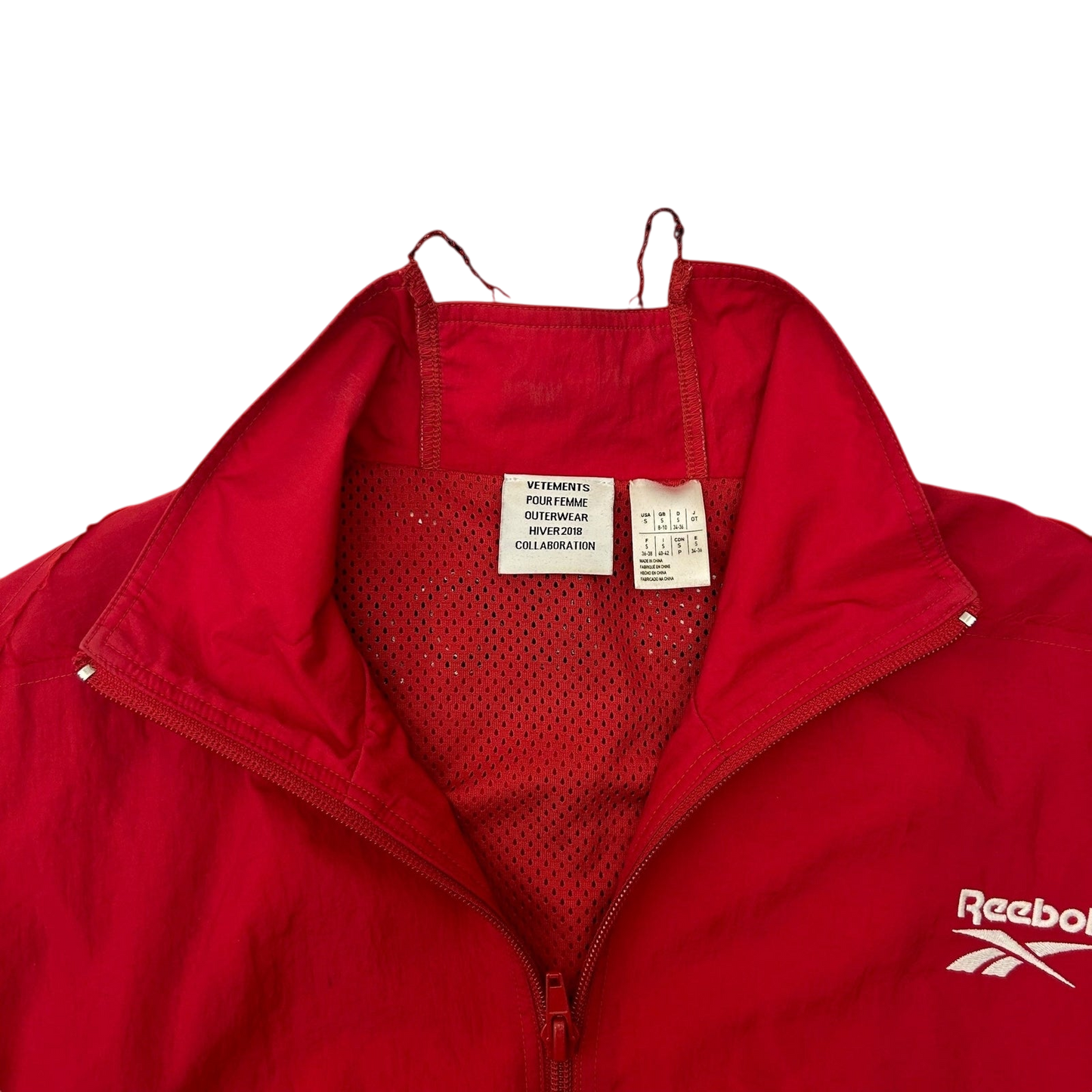 2018 Vetements x Reebok Reworked Distressed Track Jacket Red (Size