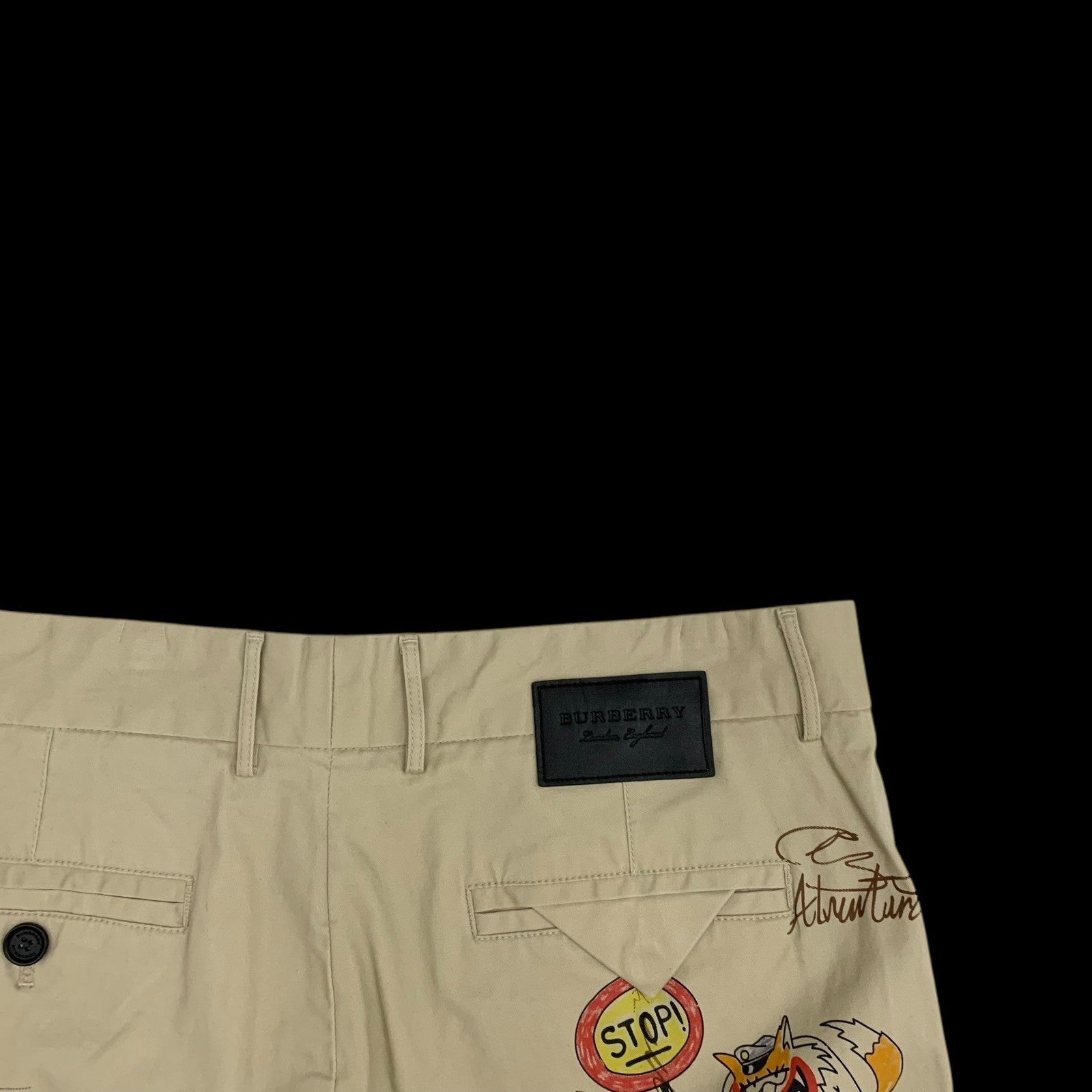 Burberry SS18 Sketch Print Cotton Chino Pants (Size 36”)