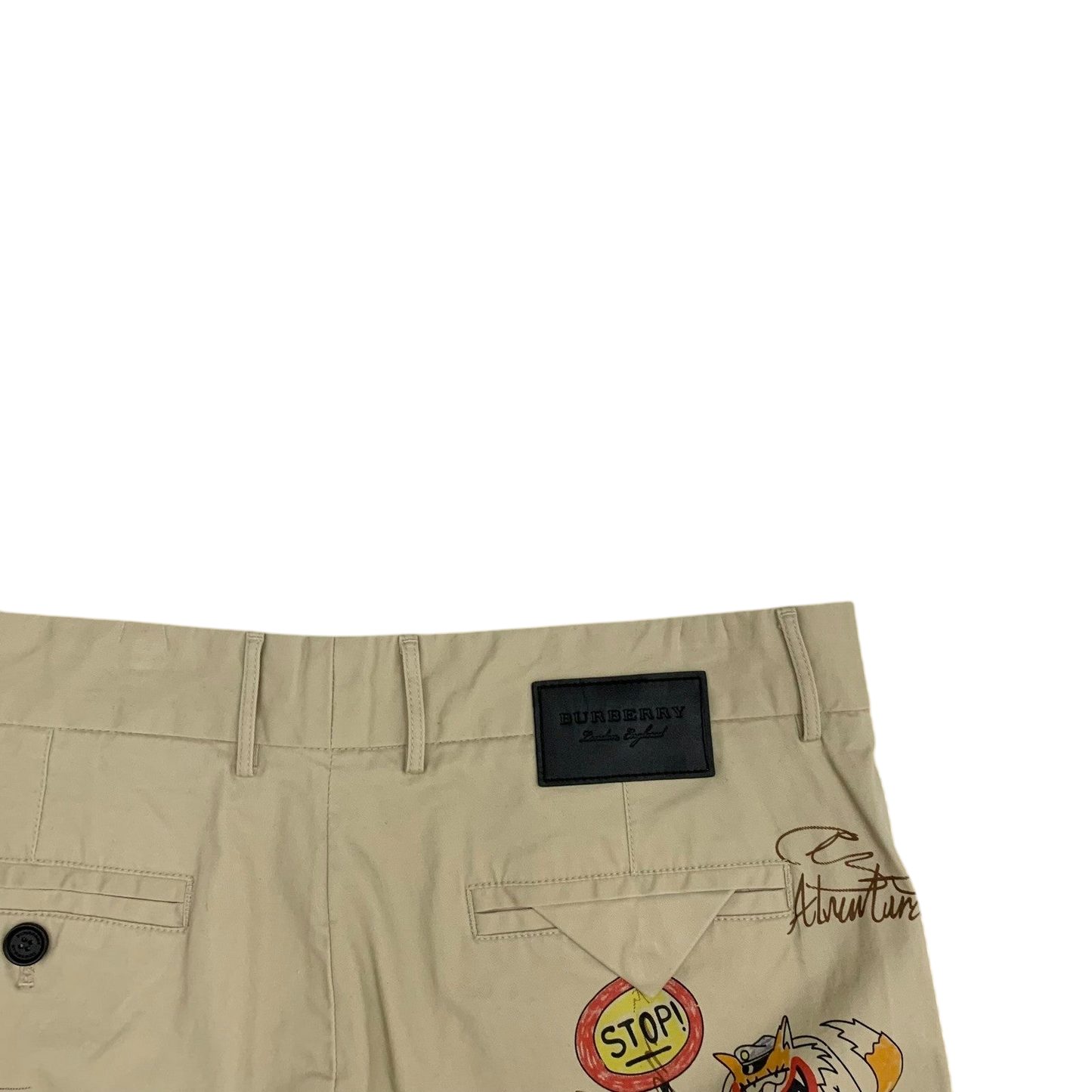 Burberry SS18 Sketch Print Cotton Chino Pants (Size 36”)