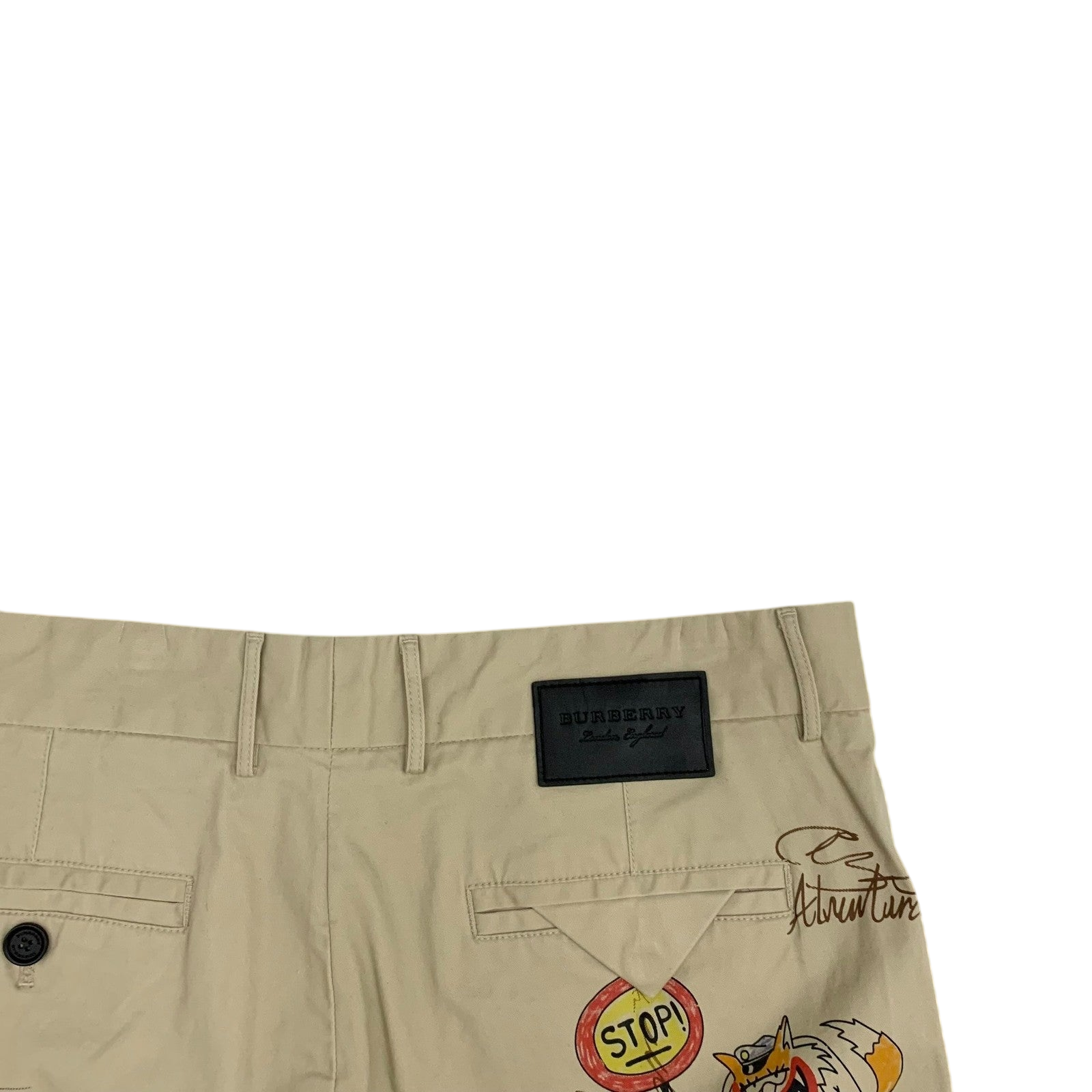 Burberry SS18 Sketch Print Cotton Chino Pants (Size 36”)