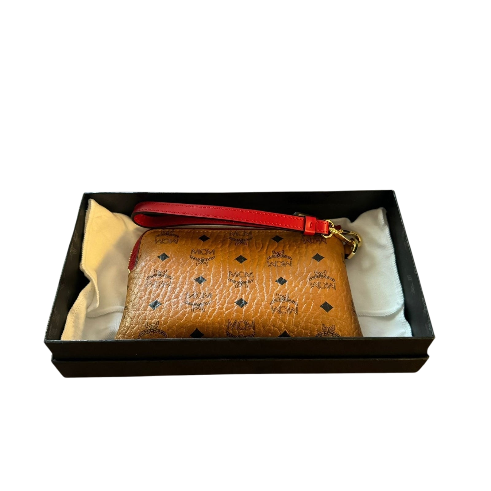 MCM Visetos Pattern Tan Leather Pouch / Wallet