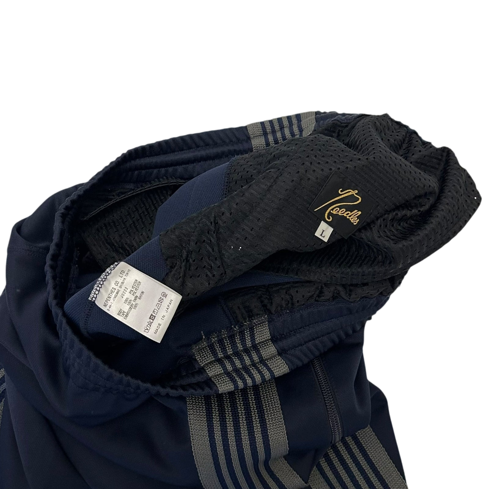 Needles Poly Smooth Track Pants Navy/Grey (Size L)