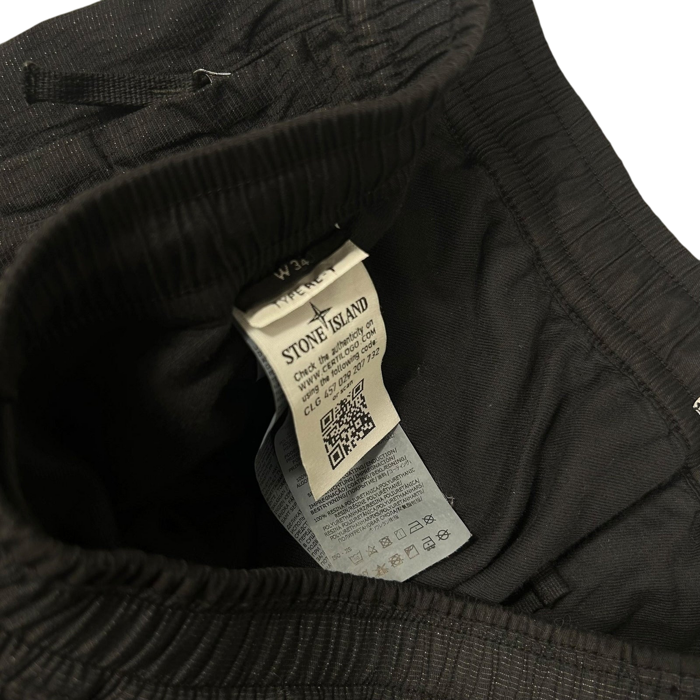 Stone Island Type RE-T Reflective Weave Rip Stop-TC Cargo Pants Black (Fits 32”)