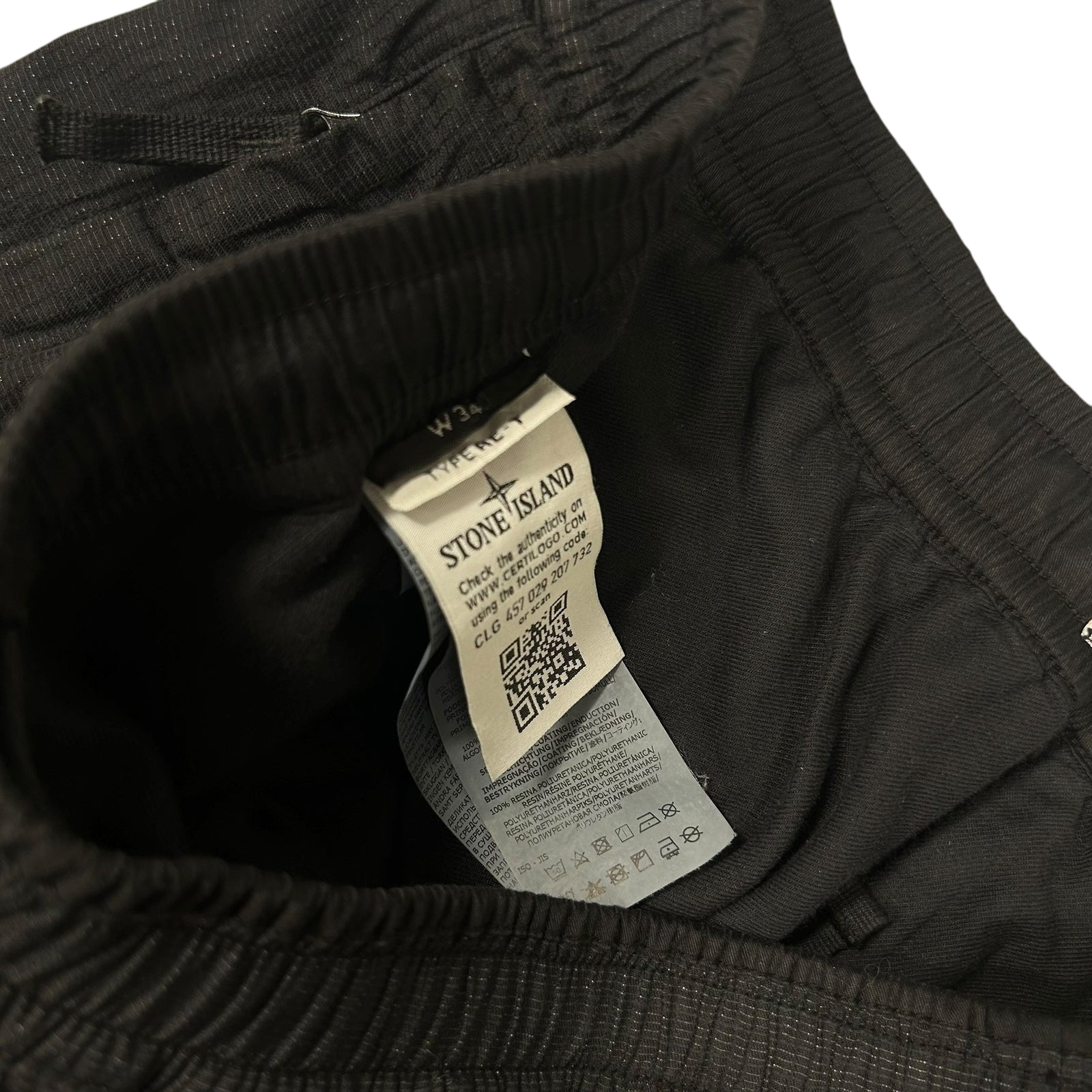 Stone Island Type RE-T Reflective Weave Rip Stop-TC Cargo Pants Black (Fits 32”)