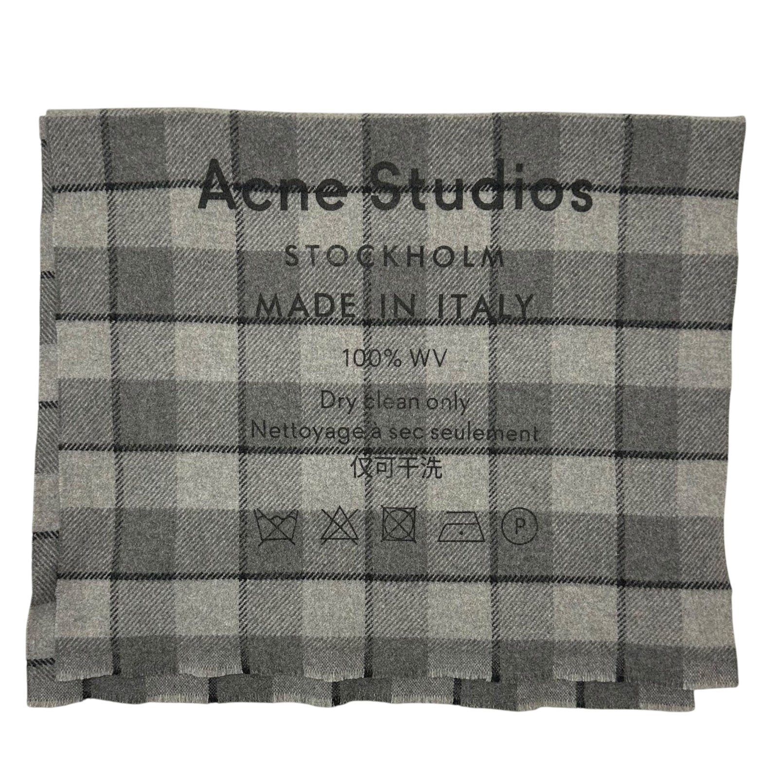 Acne Studios Cassiar Logo-Print Checked Scarf Grey/Black