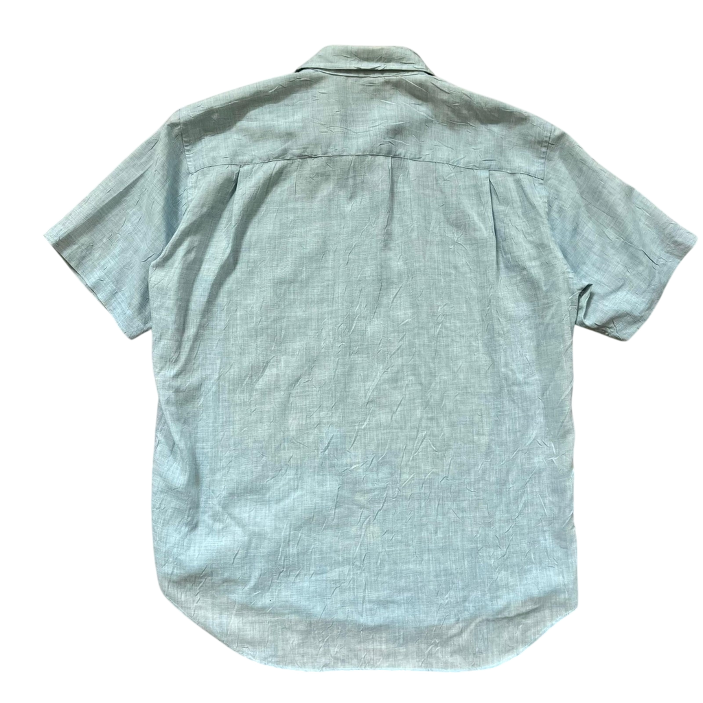 Vintage Issey Miyake Wrinkle-Effect Short Sleeve Blue Shirt (Fits L)
