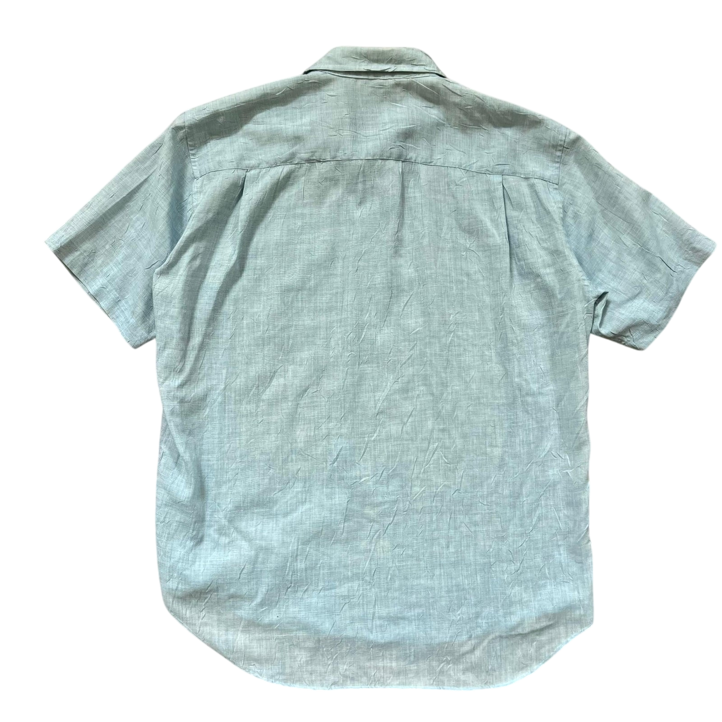 Vintage Issey Miyake Wrinkle-Effect Short Sleeve Blue Shirt (Fits L)