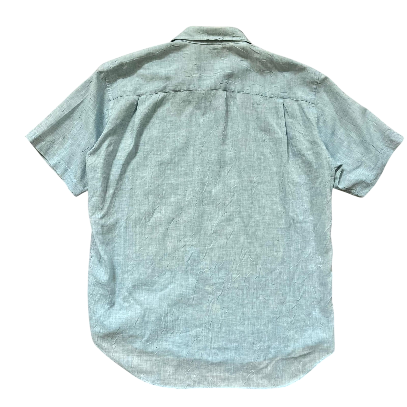 Vintage Issey Miyake Wrinkle-Effect Short Sleeve Blue Shirt (Fits L)